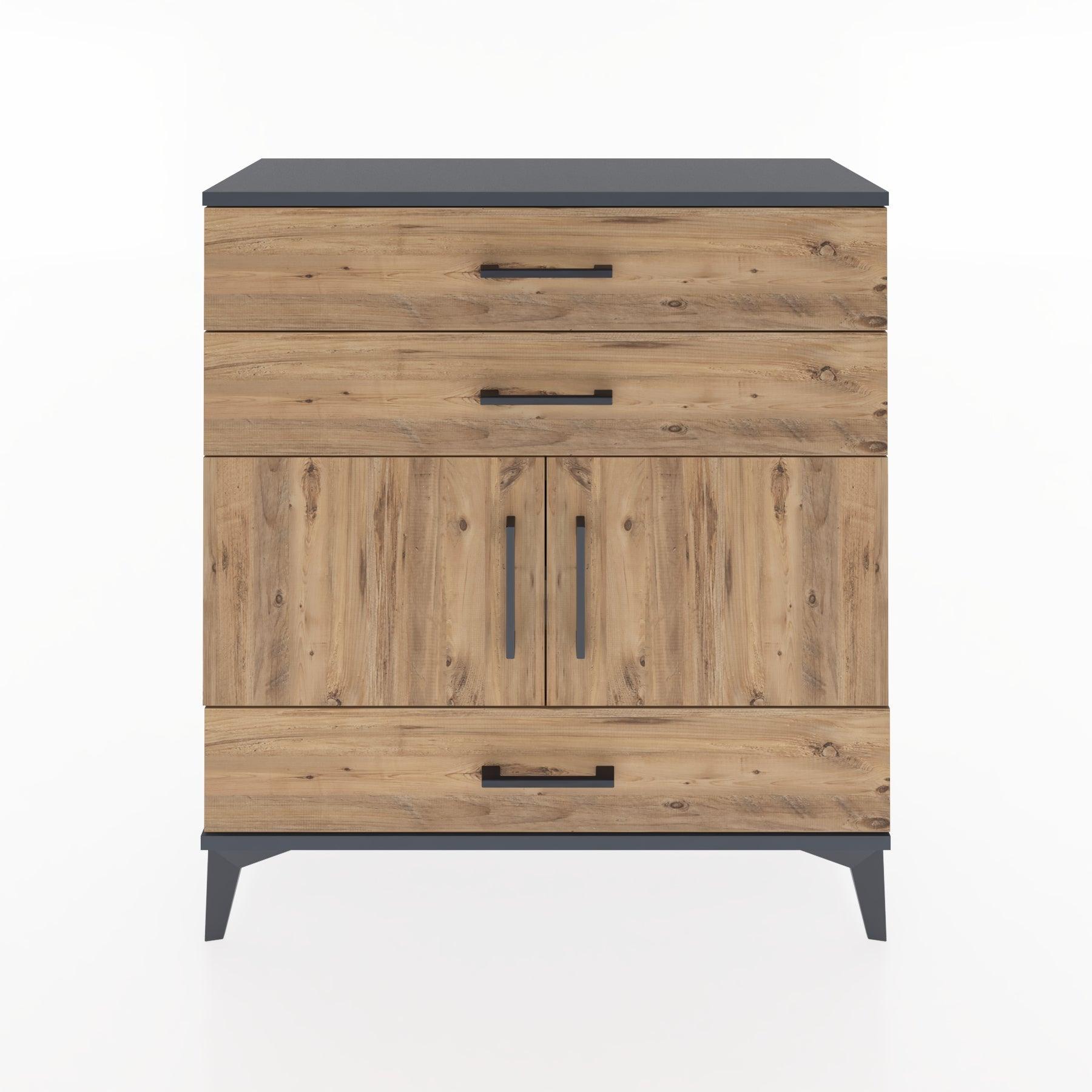 Woodntry Modular Dresser Anthracite 88x30x84 cm with Cover and Drawer KC45-2