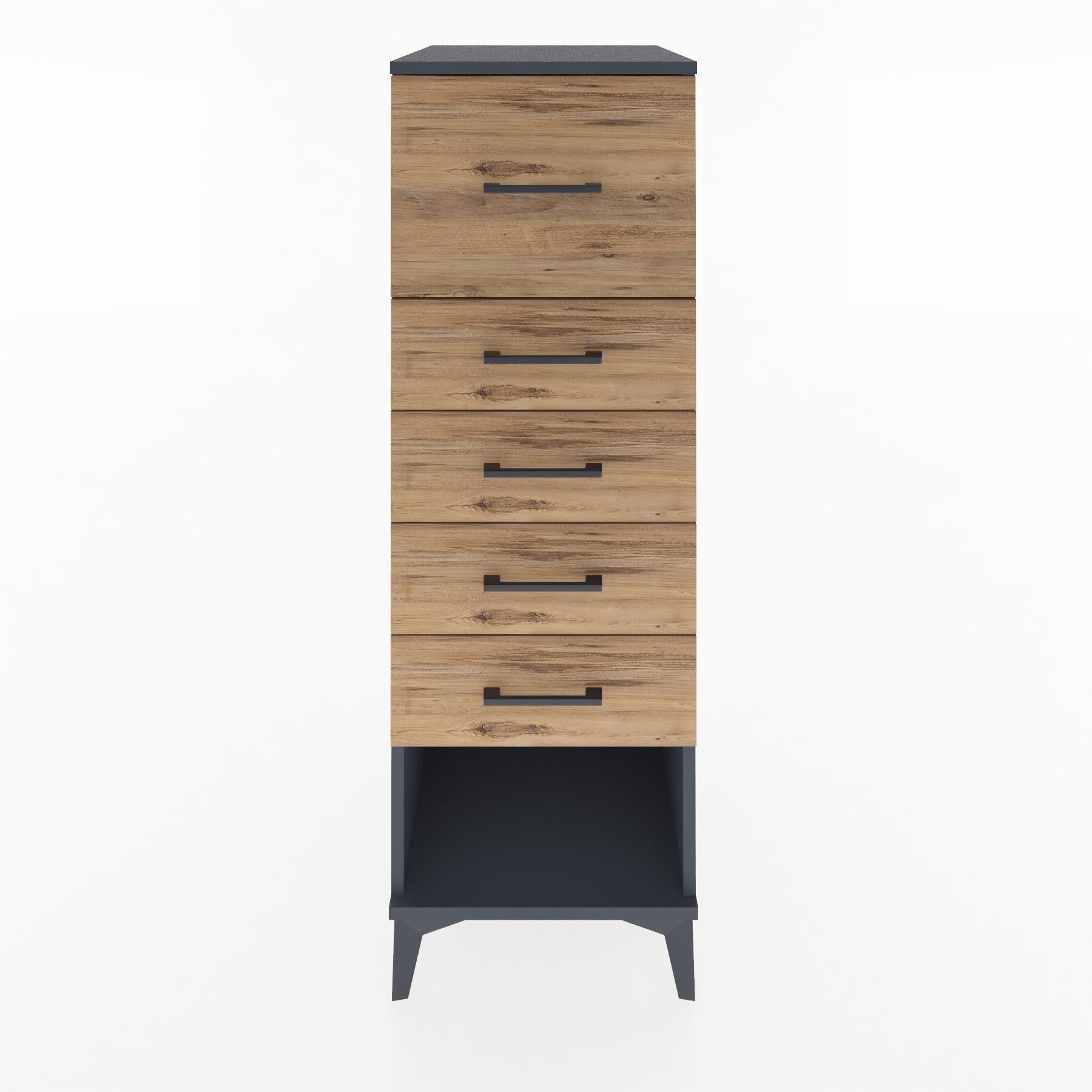 Woodntry Modular Cabinet Anthracite 44x30x122 cm with Drawers and Shelves CR95-2