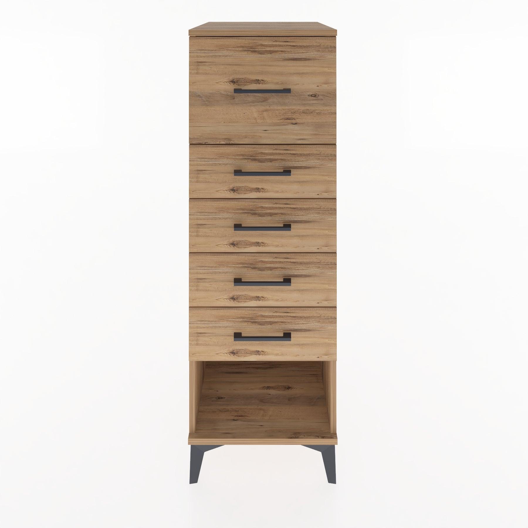 Woodntry Modüler Dolap Çam 44x30x122 cm Çekmeceli ve Raflı CR95-3