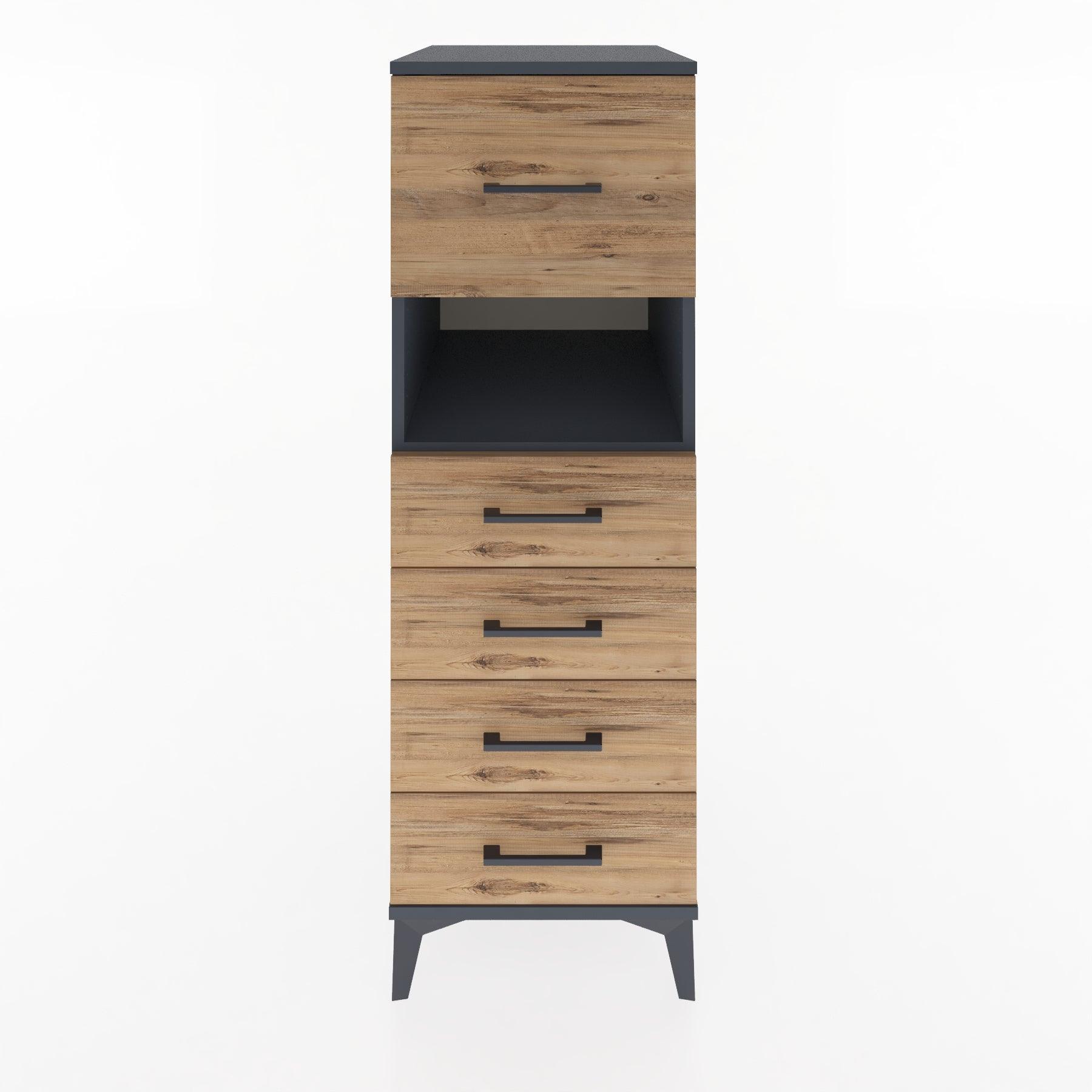 Woodntry Modular Cabinet Anthracite 44x30x122 cm with Drawers and Shelves CR96-2