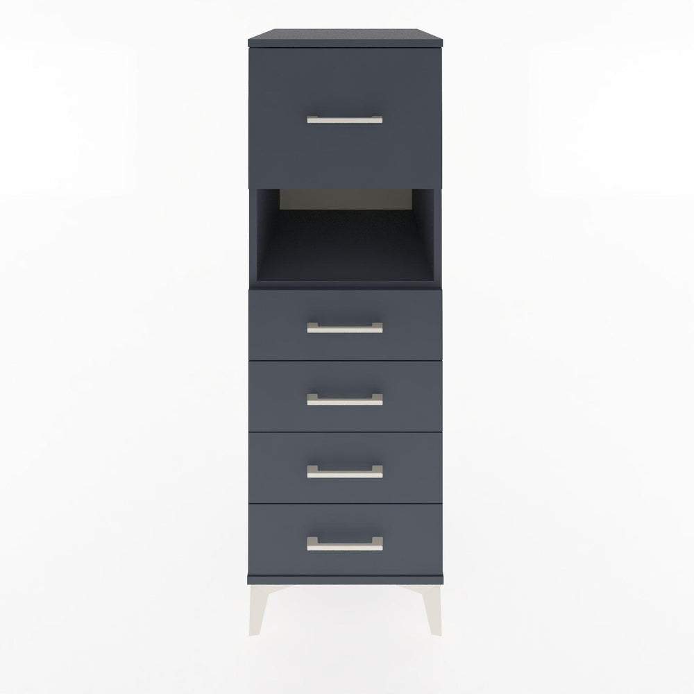 Woodntry Modüler Dolap Antrasit 44x30x122 cm Çekmeceli ve Raflı CR96-2