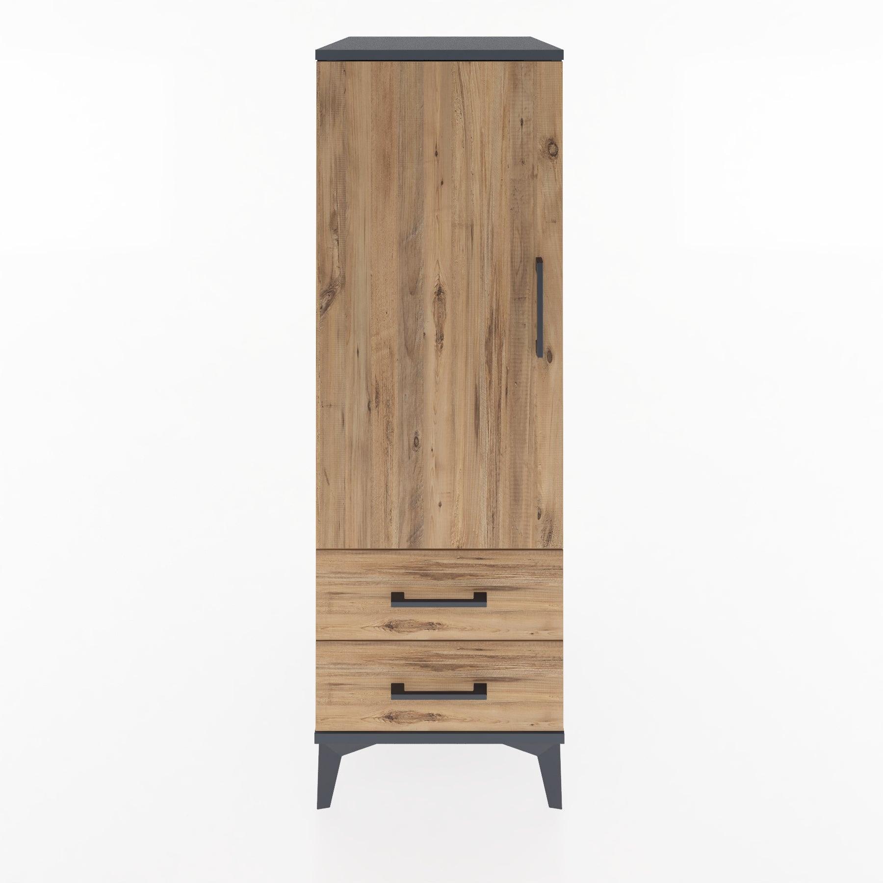 Woodntry Modular Cabinet Anthracite 44x30x122 cm with Doors and Drawers KC47-2