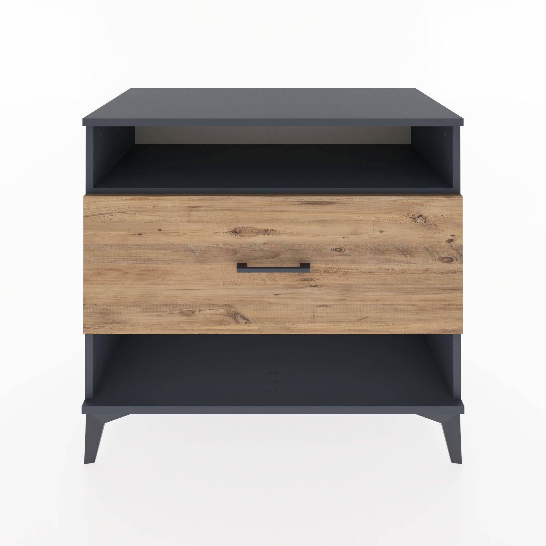 Woodntry Modüler Şifonyer Antrasit 88x44x68 cm Çekmeceli ve Raflı CR47-2