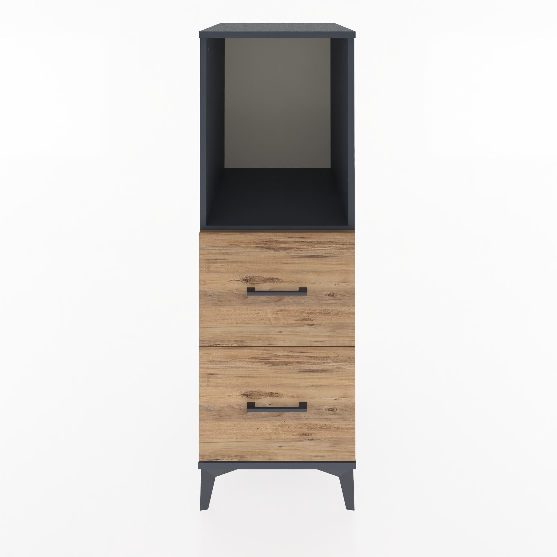 Woodntry Modüler Dolap Antrasit 44x59x122 cm Çekmeceli ve Raflı CR97-2