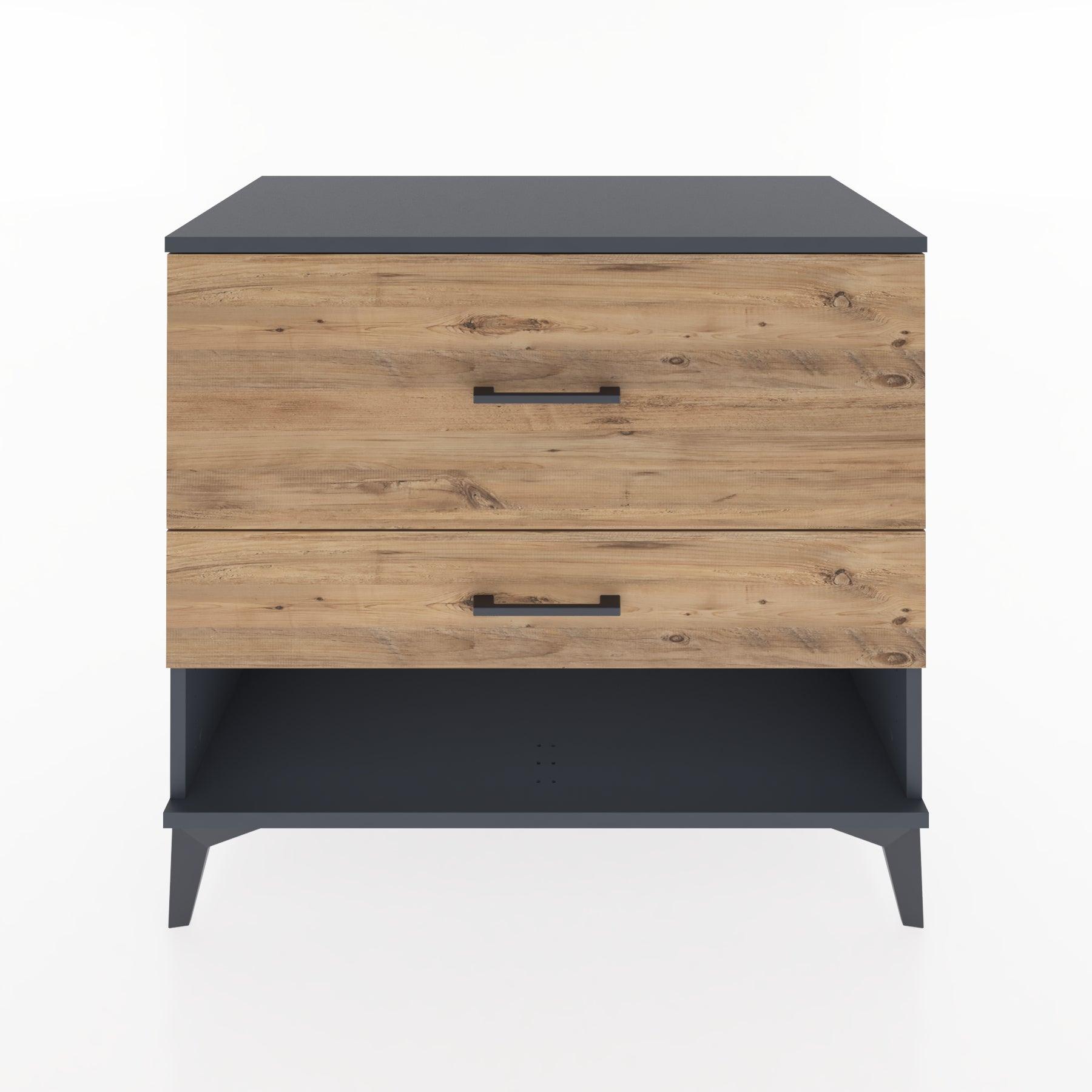 Woodntry Modüler Şifonyer Antrasit 88x44x68 cm Çekmeceli ve Raflı CR48-2