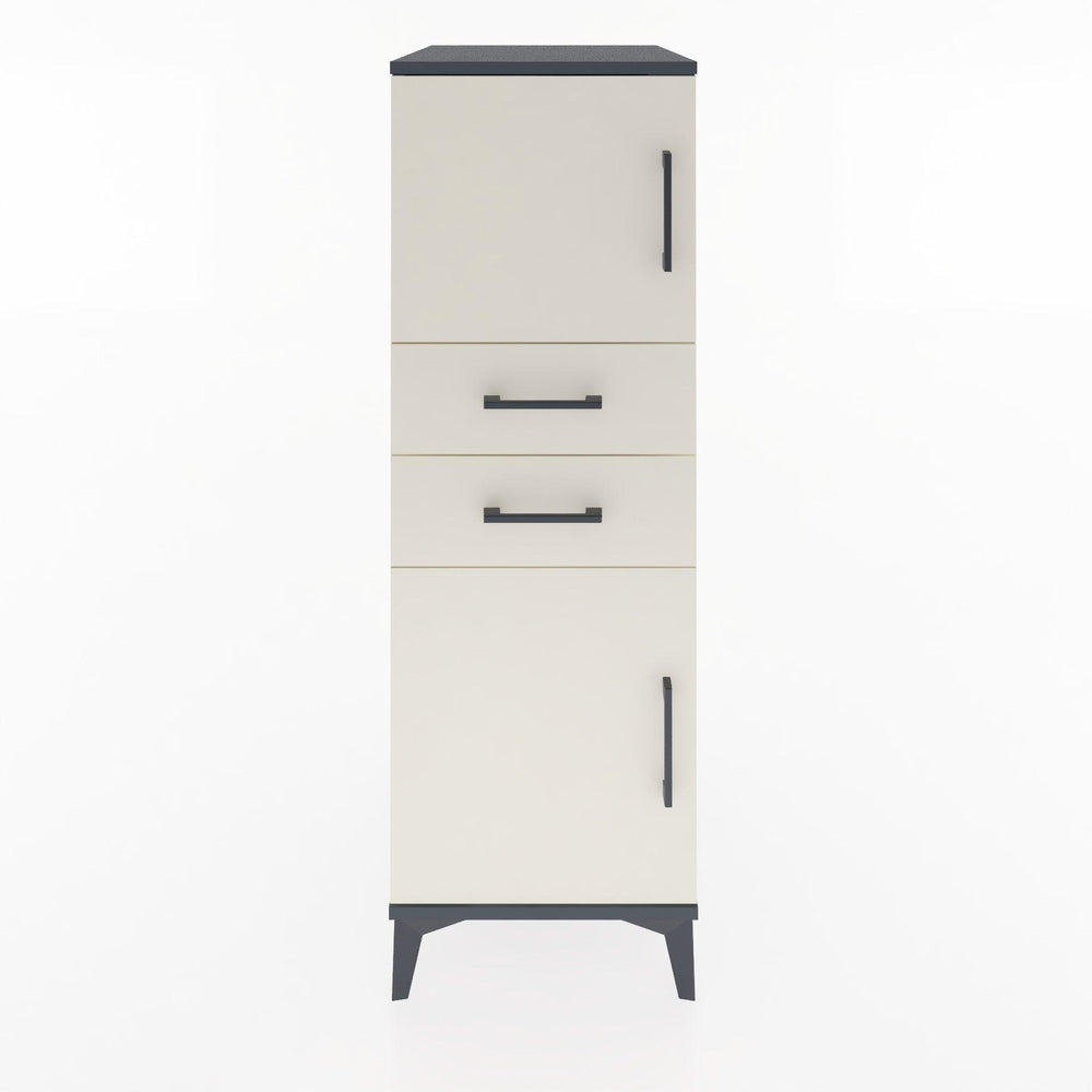 Woodntry Modüler Dolap Antrasit 44x30x122 cm Kapaklı ve Çekmeceli KC48-2