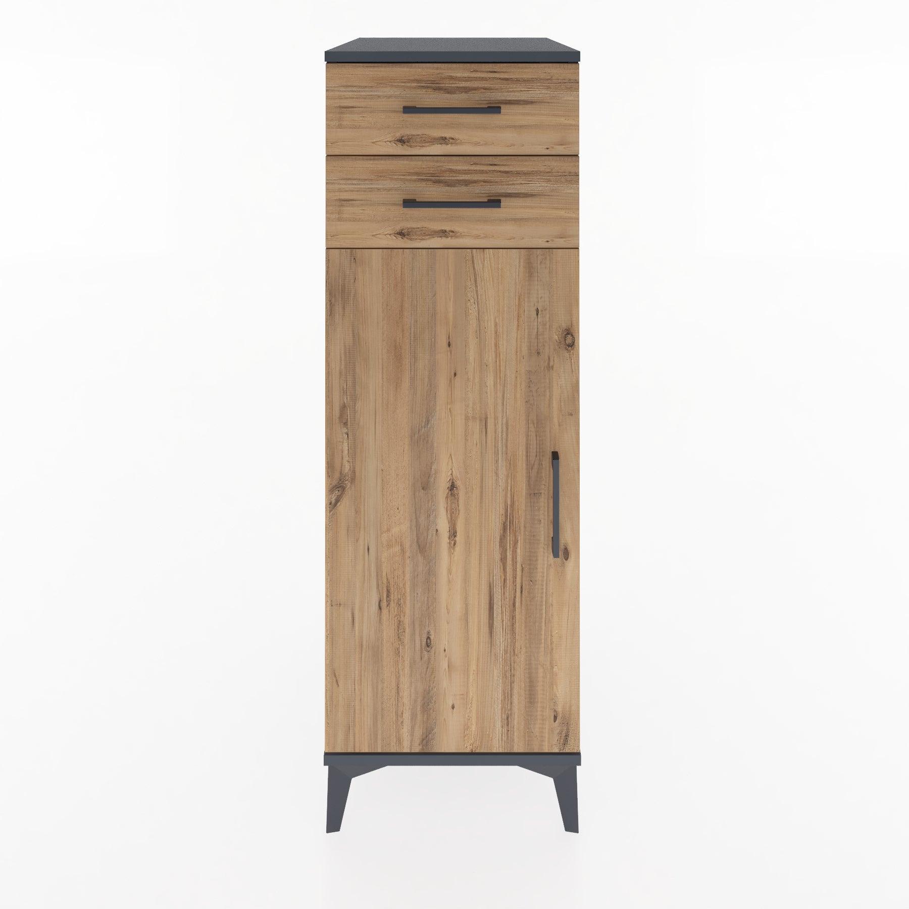 Woodntry Modular Cabinet Anthracite 44x30x122 cm with Doors and Drawers KC49-2