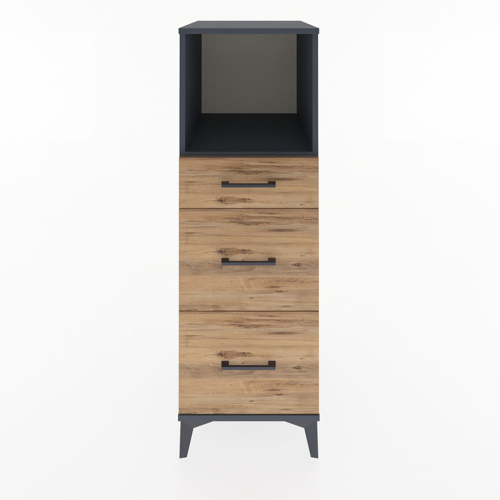 Woodntry Modüler Dolap Antrasit 44x59x122 cm Çekmeceli ve Raflı CR100-2