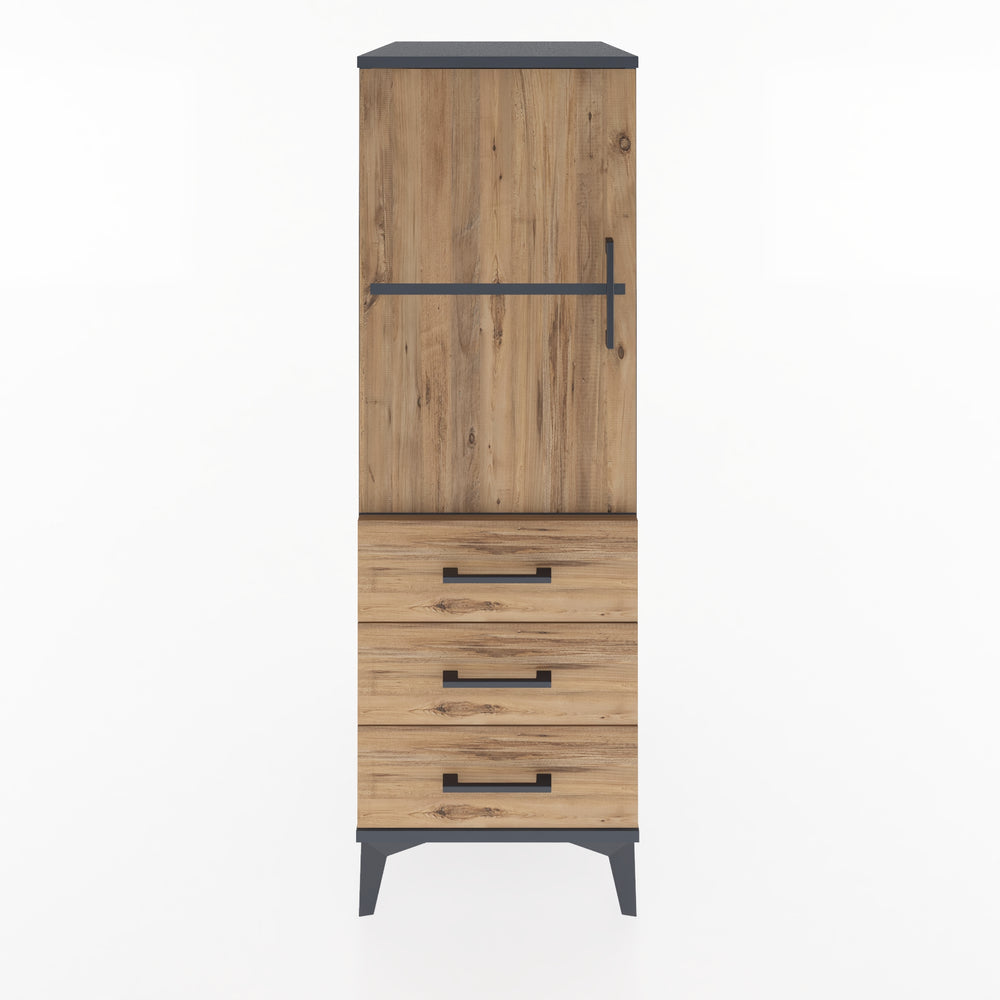 Woodntry Modular Cabinet Anthracite 44x59x122 cm with Doors and Drawers KC50-2