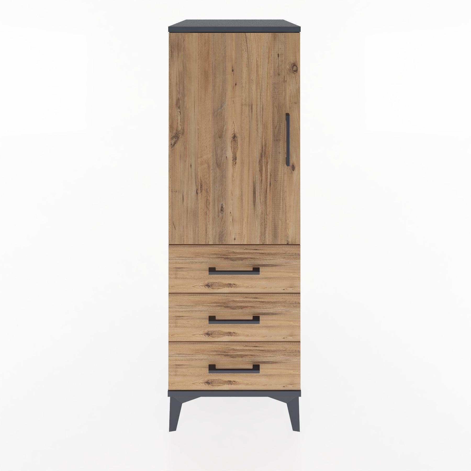 Woodntry Modular Cabinet Anthracite 44x30x122 cm with Doors and Drawers KC134-2