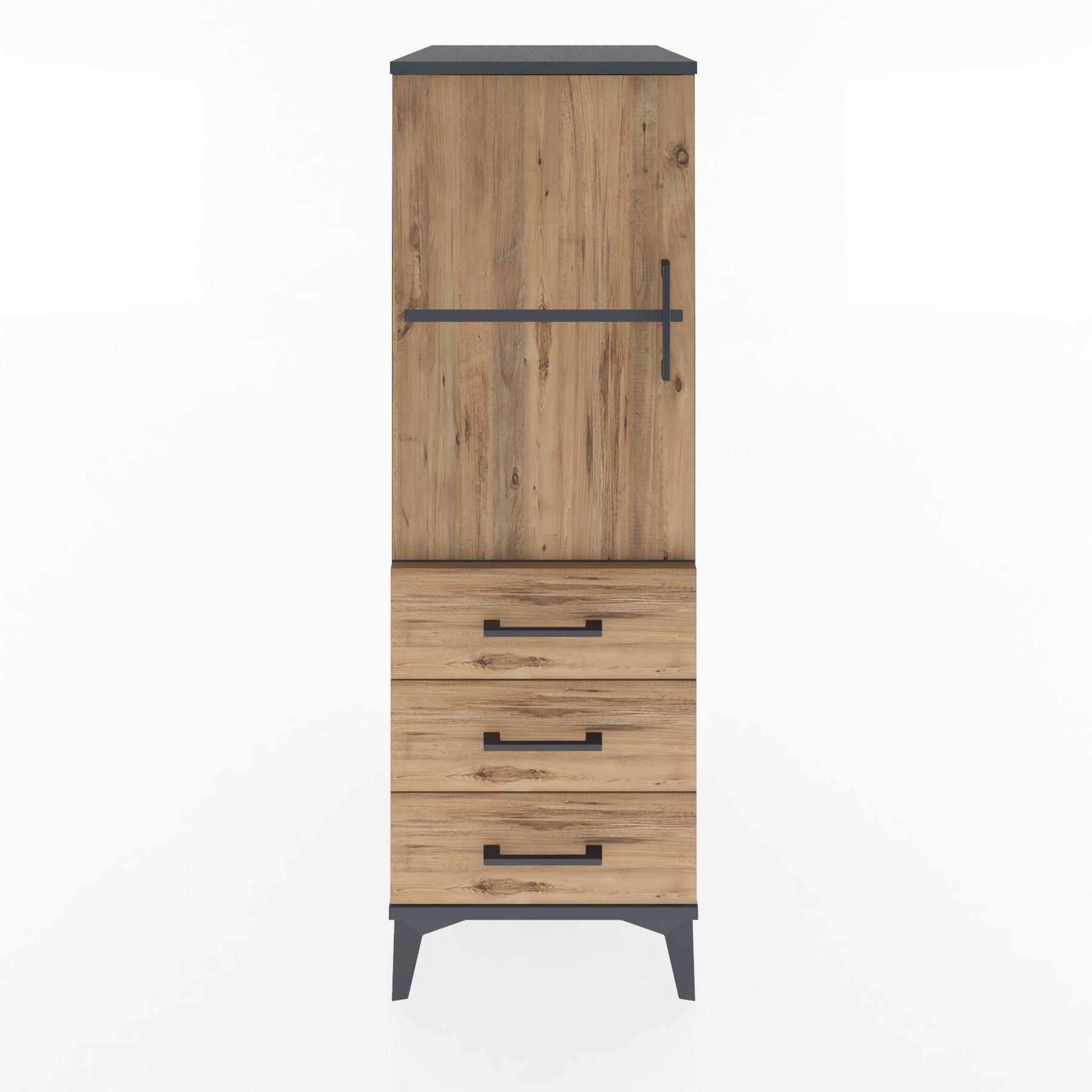 Woodntry Modular Cabinet Anthracite 44x30x122 cm with Doors and Drawers KC50-2