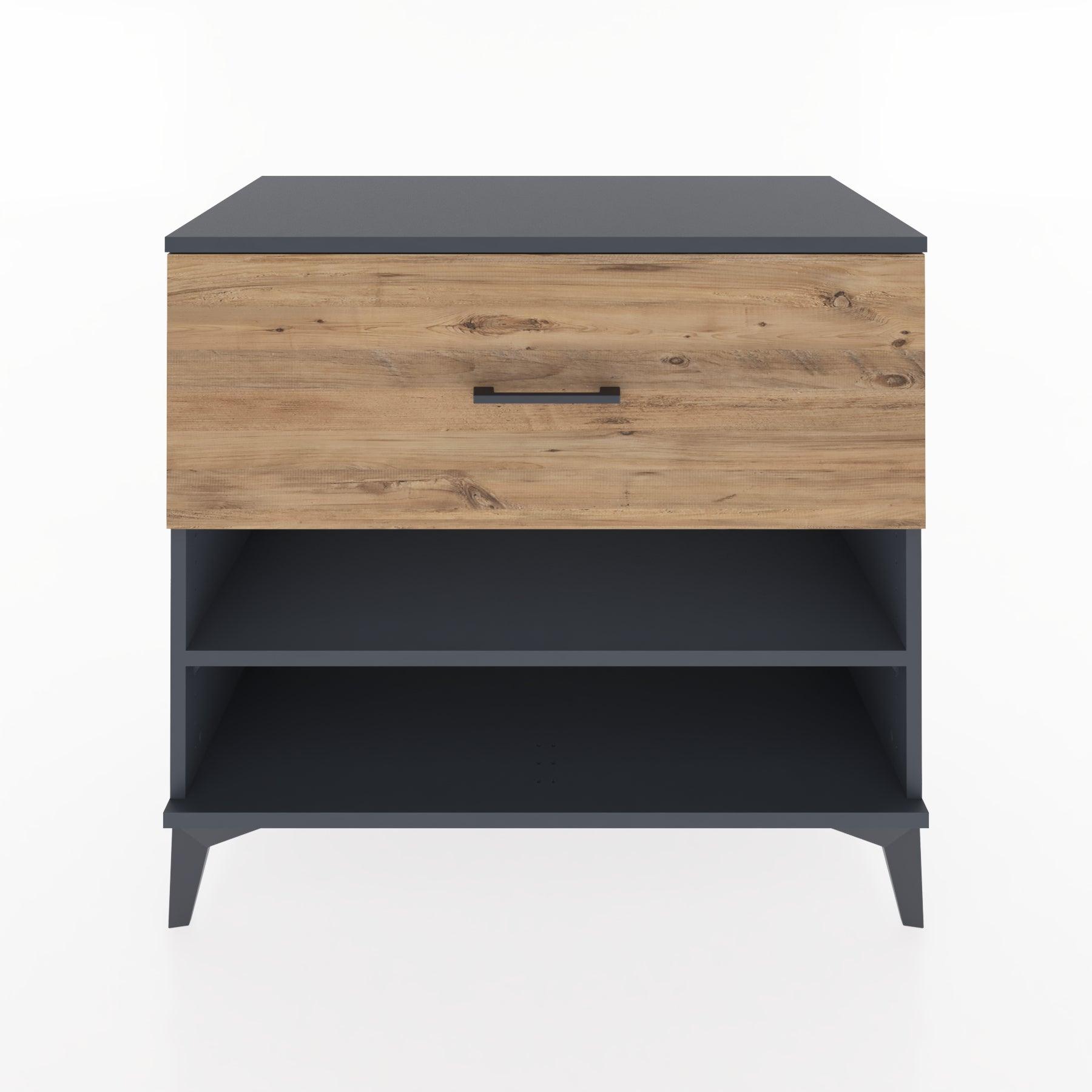 Woodntry Modüler Şifonyer Antrasit 88x44x68 cm Çekmeceli ve Raflı CR50-2