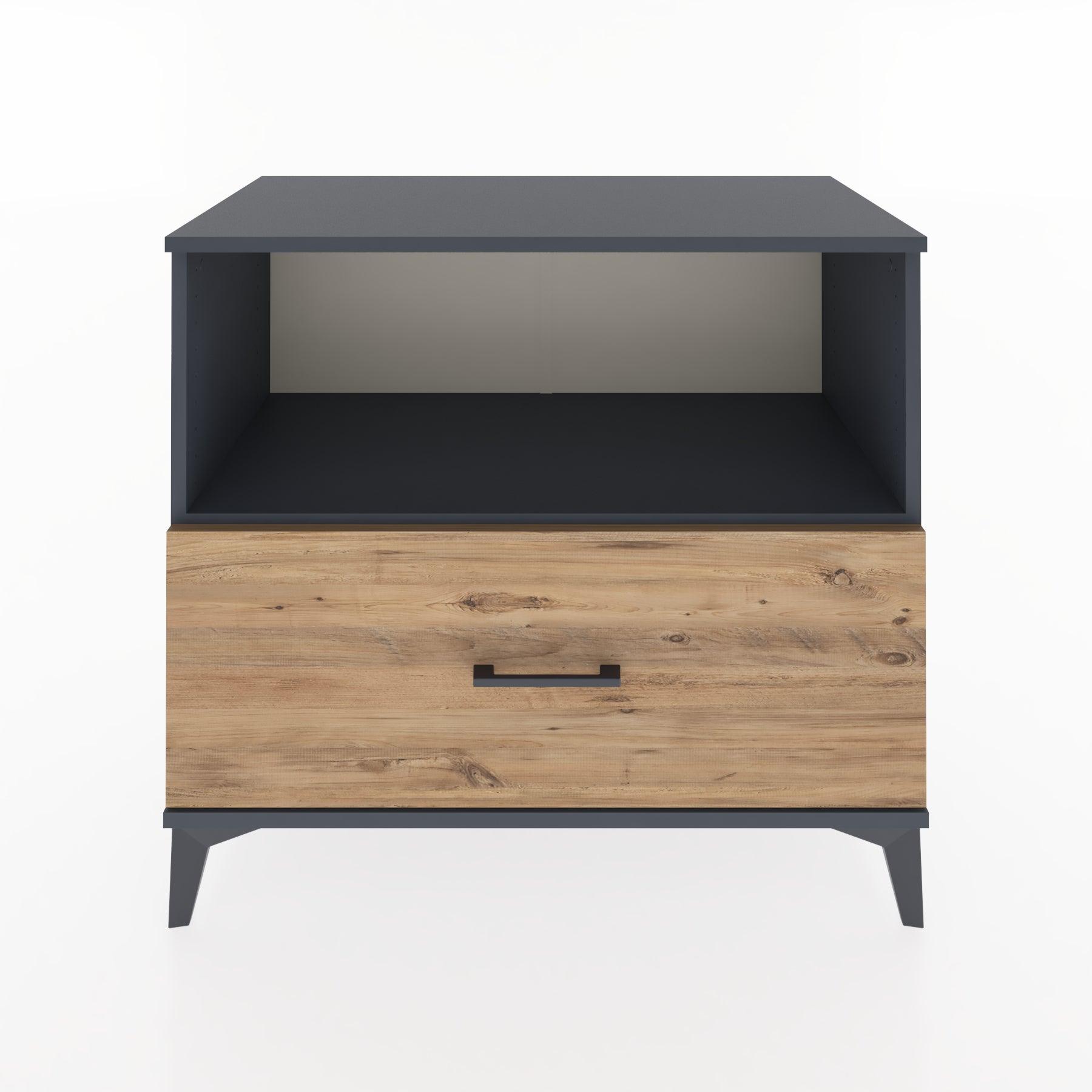 Woodntry Modüler Şifonyer Antrasit 88x44x68 cm Çekmeceli ve Raflı CR53-2