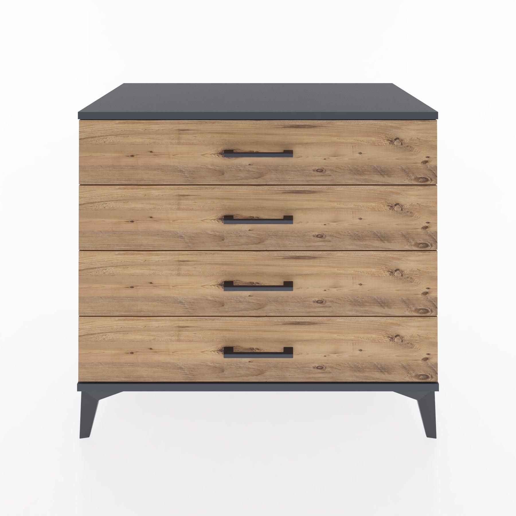 Woodntry Modüler Şifonyer Antrasit 88x44x68 cm Çekmeceli C54-2