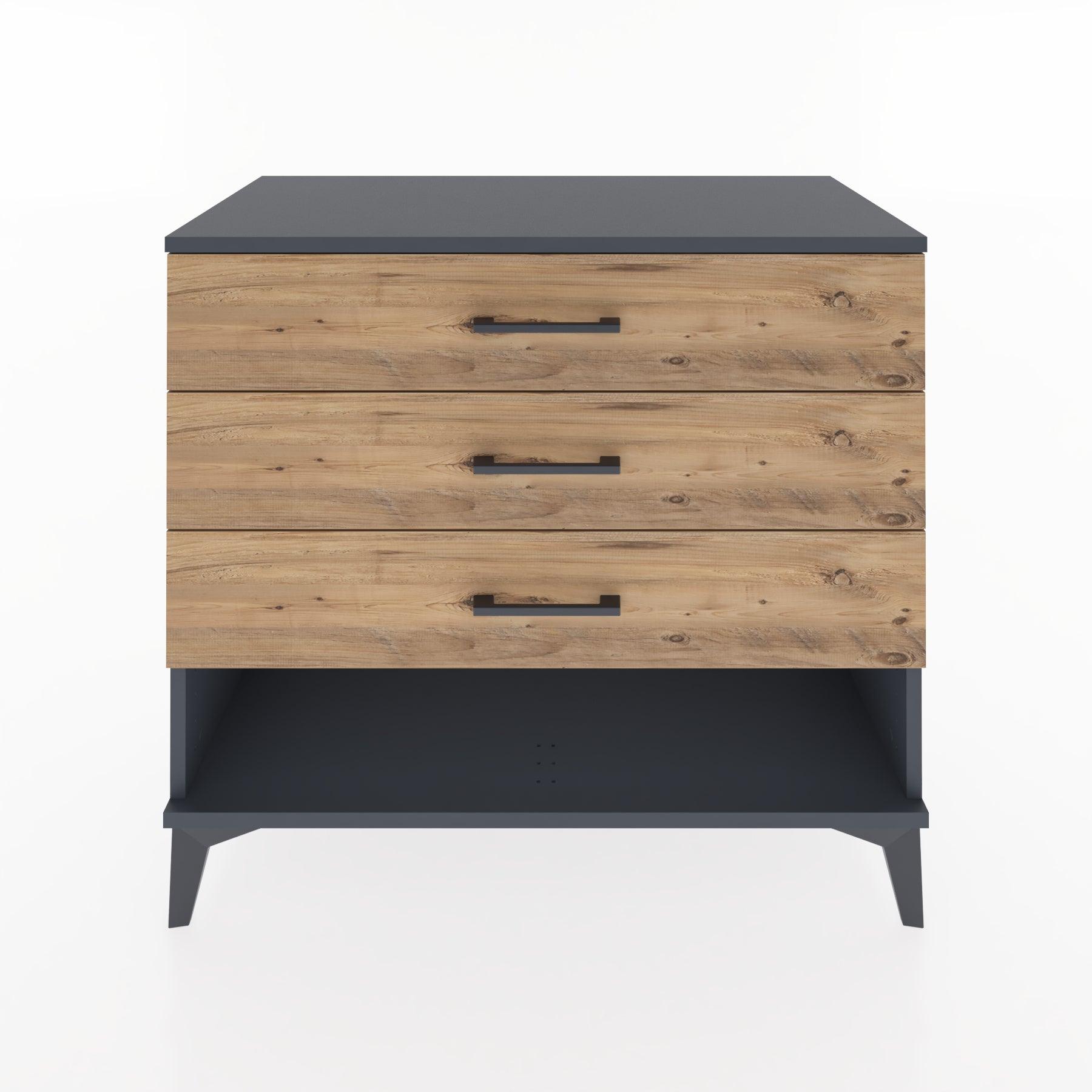 Woodntry Modüler Şifonyer Antrasit 88x44x68 cm Çekmeceli ve Raflı CR55-2