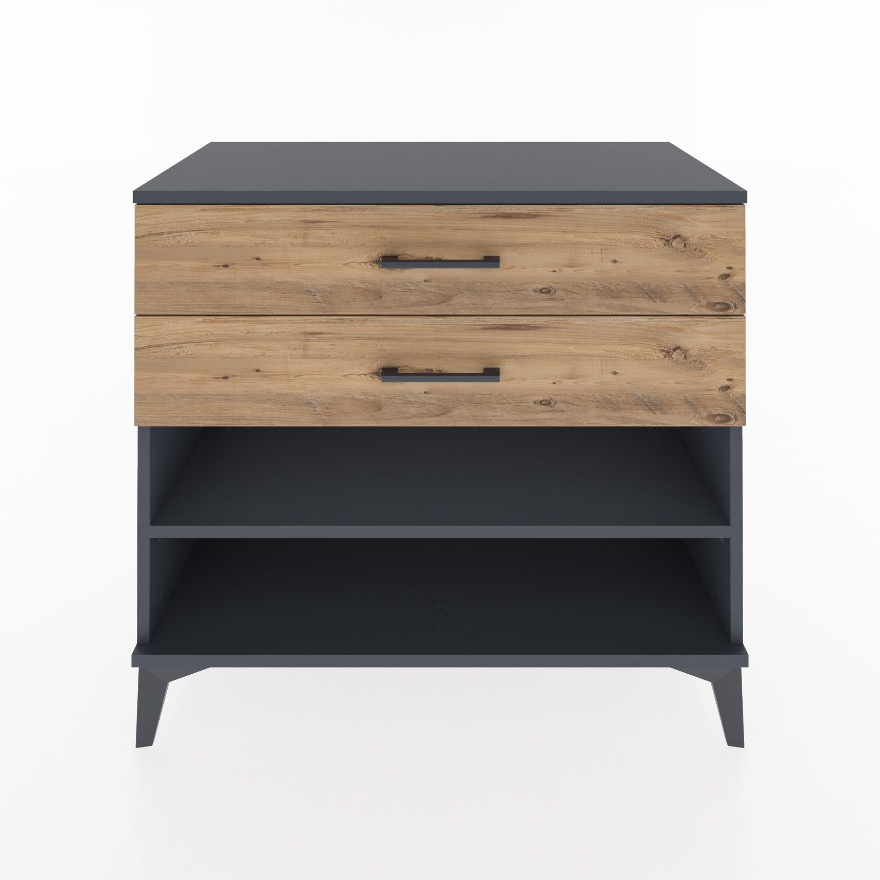 Woodntry Modüler Şifonyer Antrasit 88x44x68 cm Çekmeceli ve Raflı CR56-2