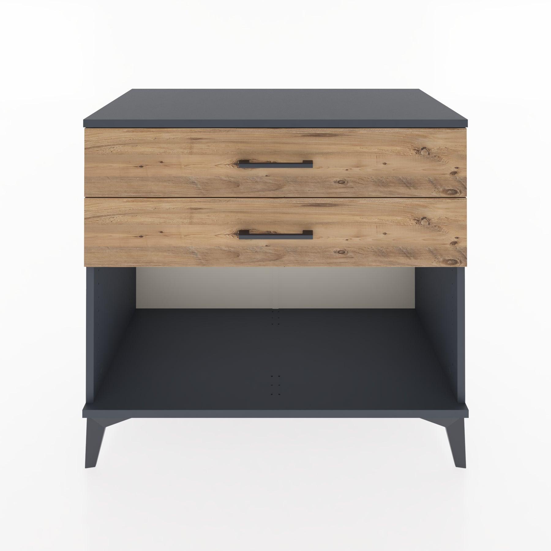 Woodntry Modüler Şifonyer Antrasit 88x44x68 cm Çekmeceli ve Raflı CR57-2