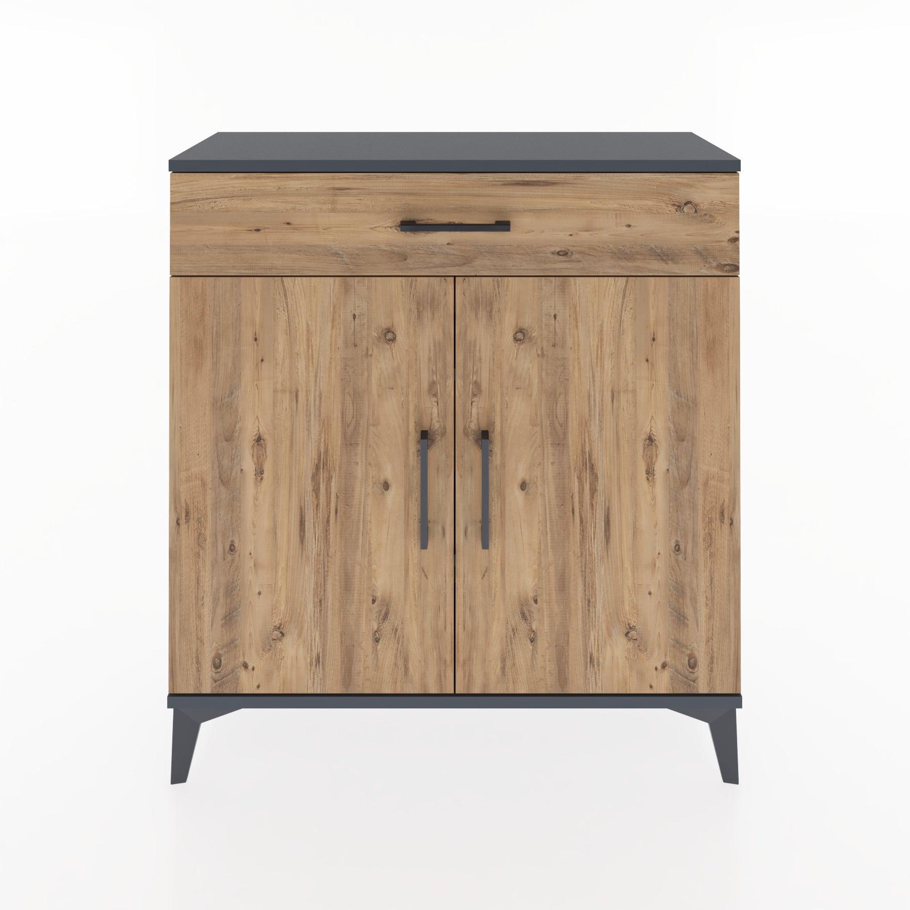 Woodntry Modüler Şifonyer Antrasit 88x30x84 cm Kapaklı ve Çekmeceli KC59-2