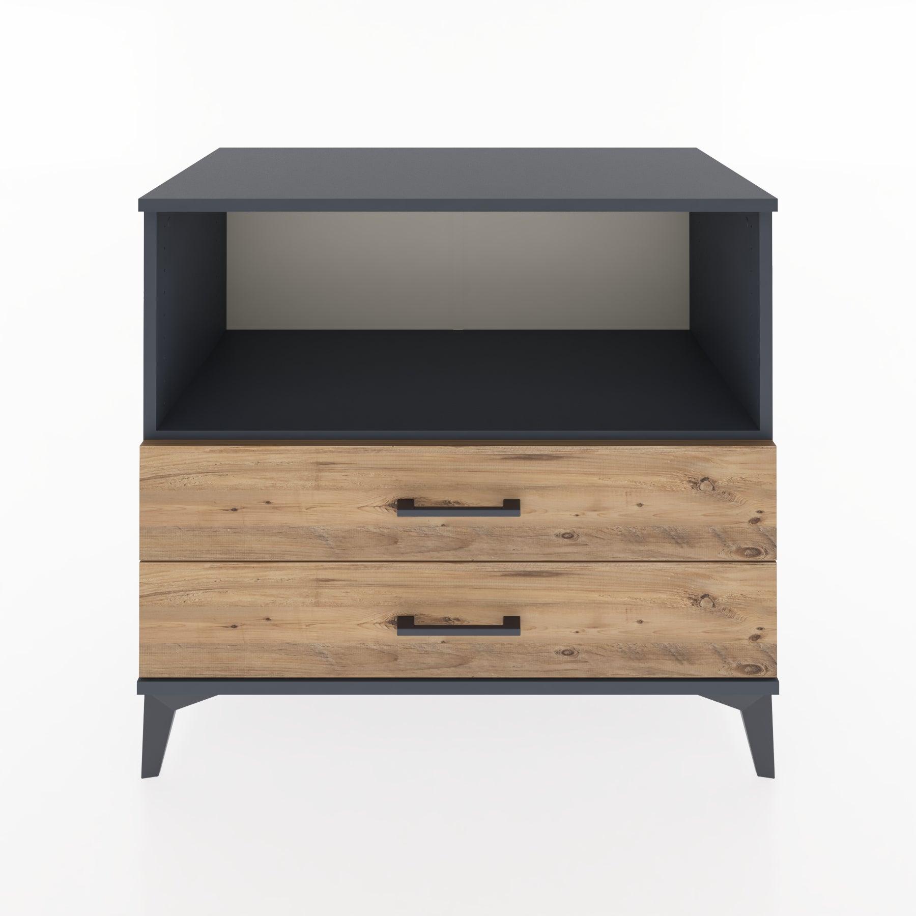 Woodntry Modüler Şifonyer Antrasit 88x44x68 cm Çekmeceli ve Raflı CR59-2