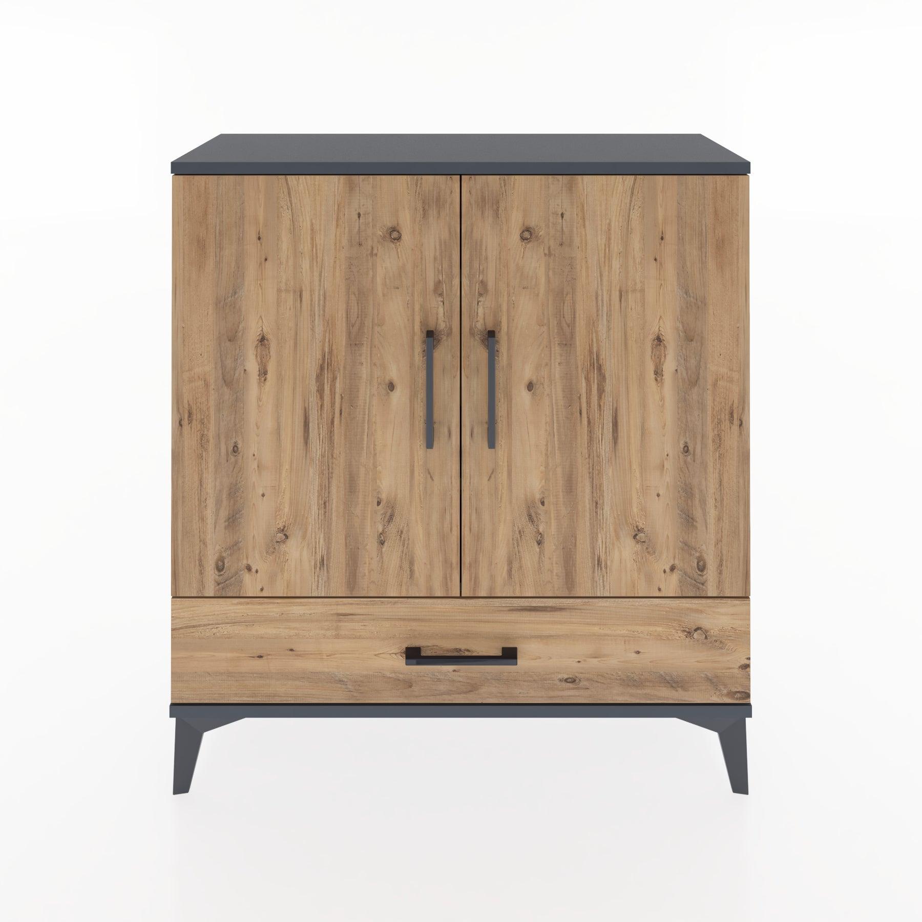 Woodntry Modüler Şifonyer Antrasit 88x30x84 cm Kapaklı ve Çekmeceli KC60-2