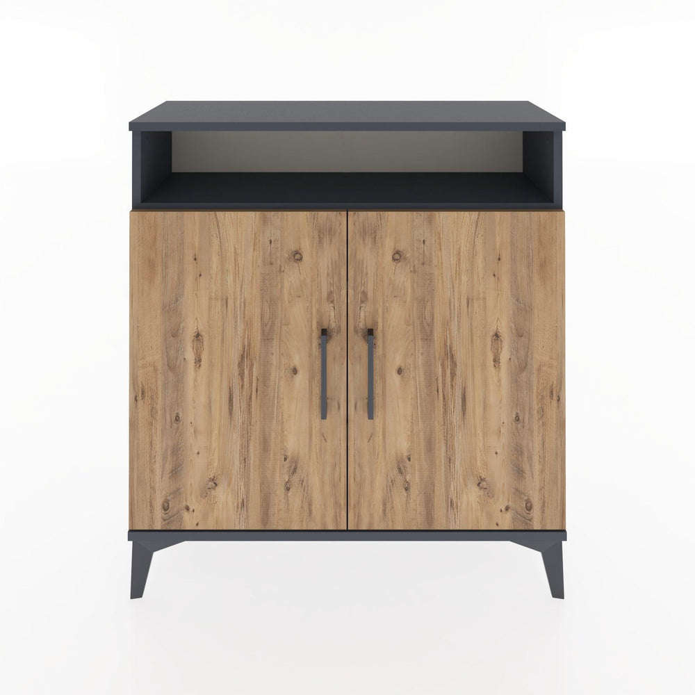 Woodntry Modüler Şifonyer Antrasit 88x30x84 cm Kapaklı ve Raflı KR61-2