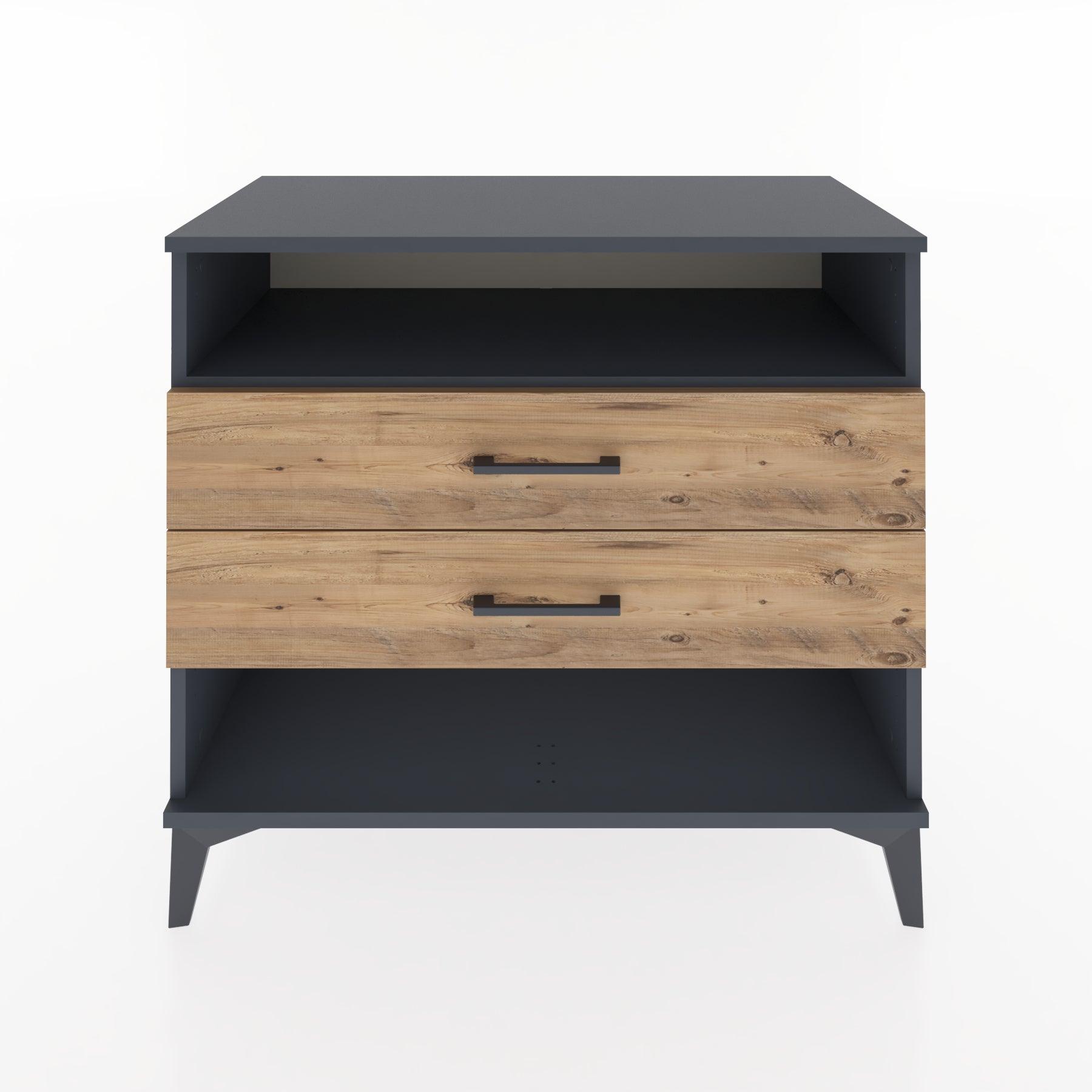 Woodntry Modüler Şifonyer Antrasit 88x44x68 cm Çekmeceli ve Raflı CR61-2