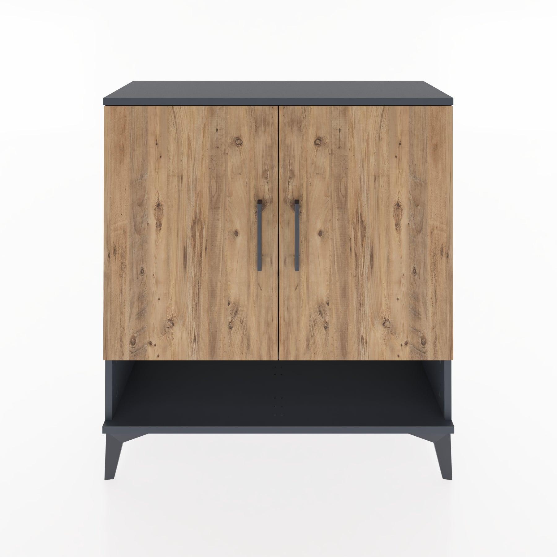 Woodntry Modüler Şifonyer Antrasit 88x30x84 cm Kapaklı ve Raflı KR62-2