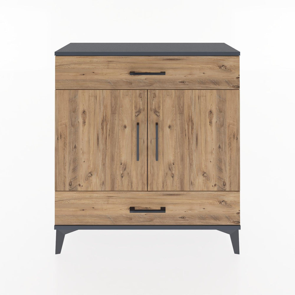 Woodntry Modüler Şifonyer Antrasit 88x30x84 cm Kapaklı ve Çekmeceli KC64-2