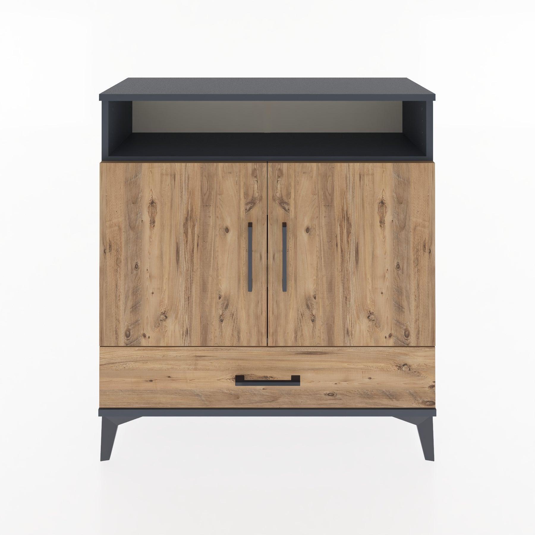 Woodntry Modüler Şifonyer Antrasit 88x30x84 cm Fonksiyonel F66-2
