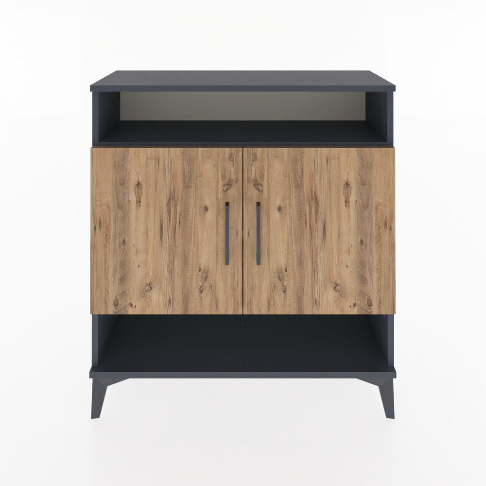 Woodntry Modüler Şifonyer Antrasit 88x30x84 cm Kapaklı ve Raflı KR67-2