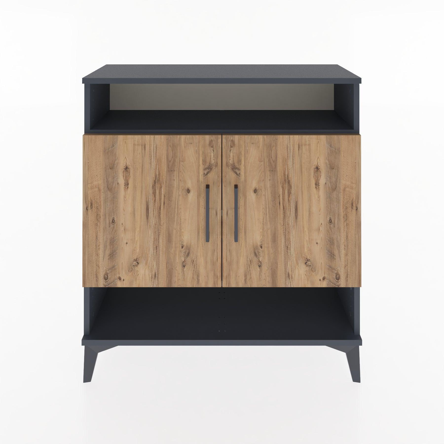 Woodntry Modüler Şifonyer Antrasit 88x30x84 cm Kapaklı ve Raflı KR67-2
