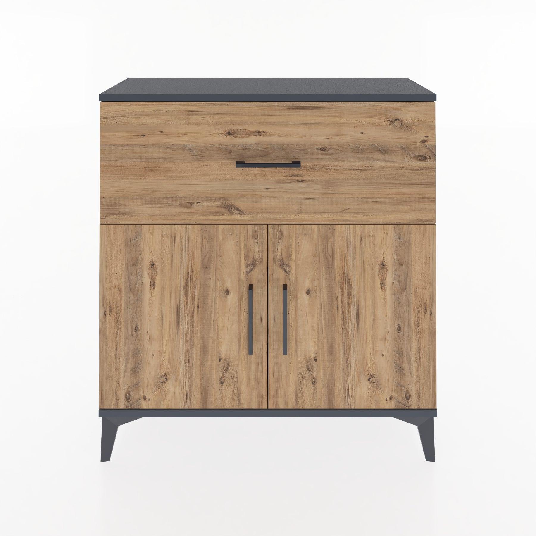 Woodntry Modüler Şifonyer Antrasit 88x30x84 cm Kapaklı ve Çekmeceli KC68-2