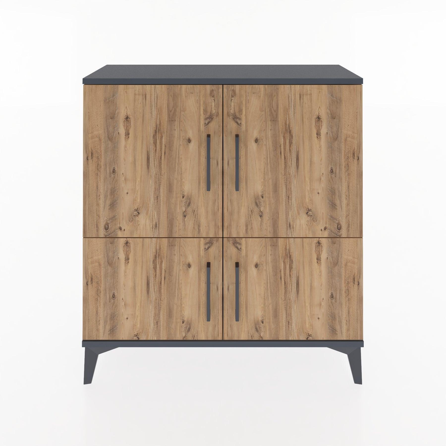 Woodntry Modüler Şifonyer Antrasit 88x30x84 cm Kapaklı K70-2