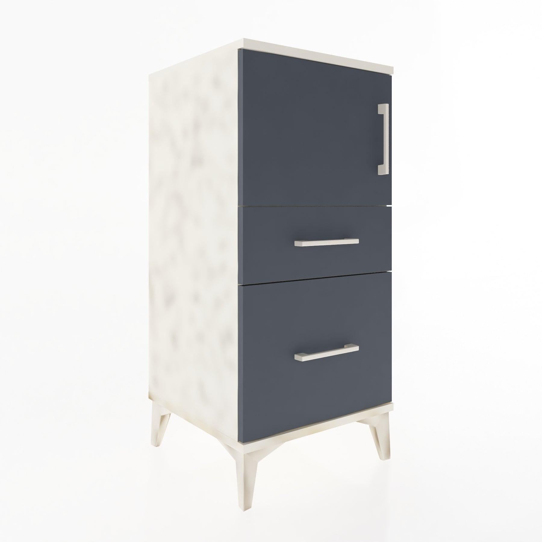Woodntry Modular Nightstand Moonstone 44x44x84 cm with Cover and Drawer KC45-1