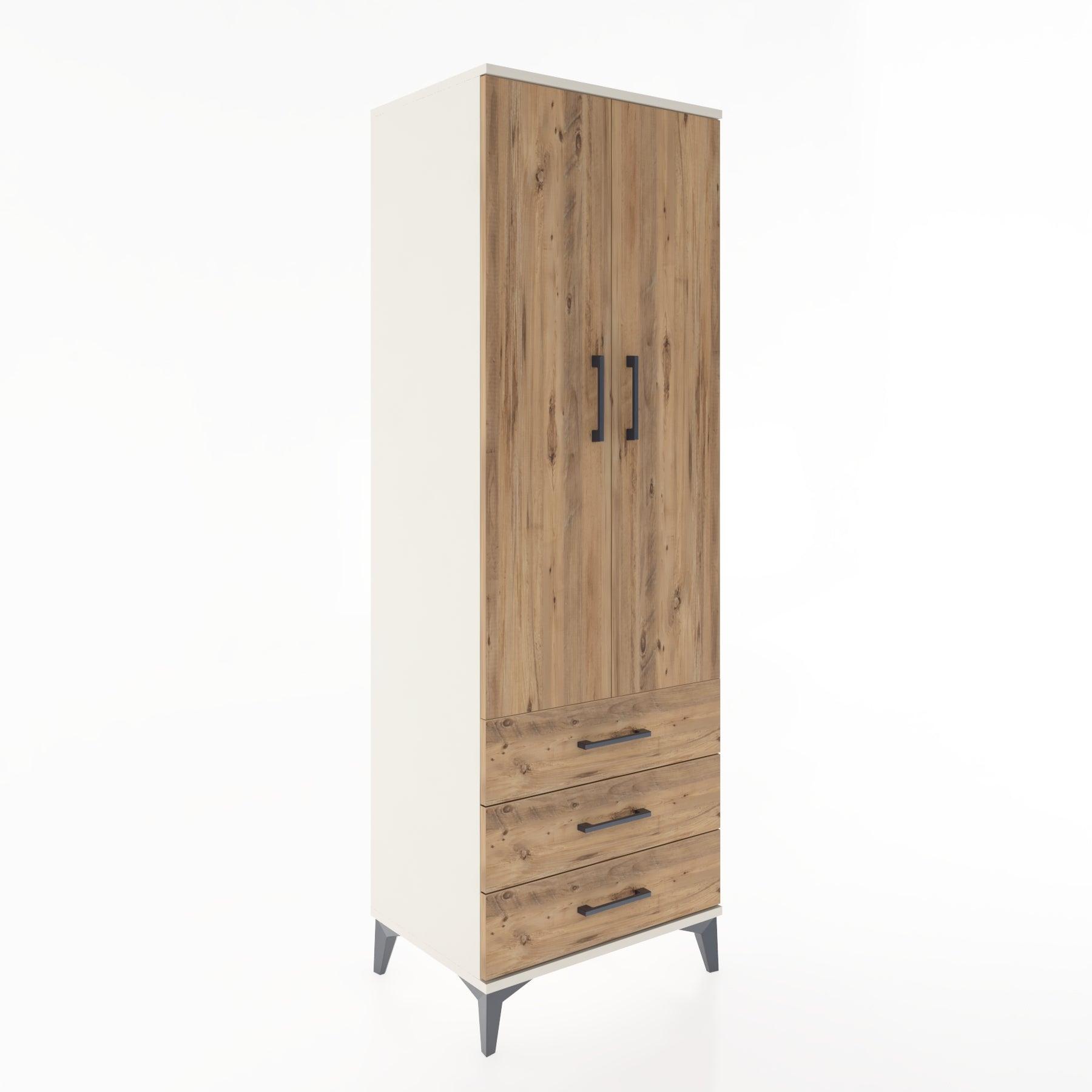 Woodntry Modular Cabinet Moonstone 60x44x170 cm with Doors and Drawers KC28-1