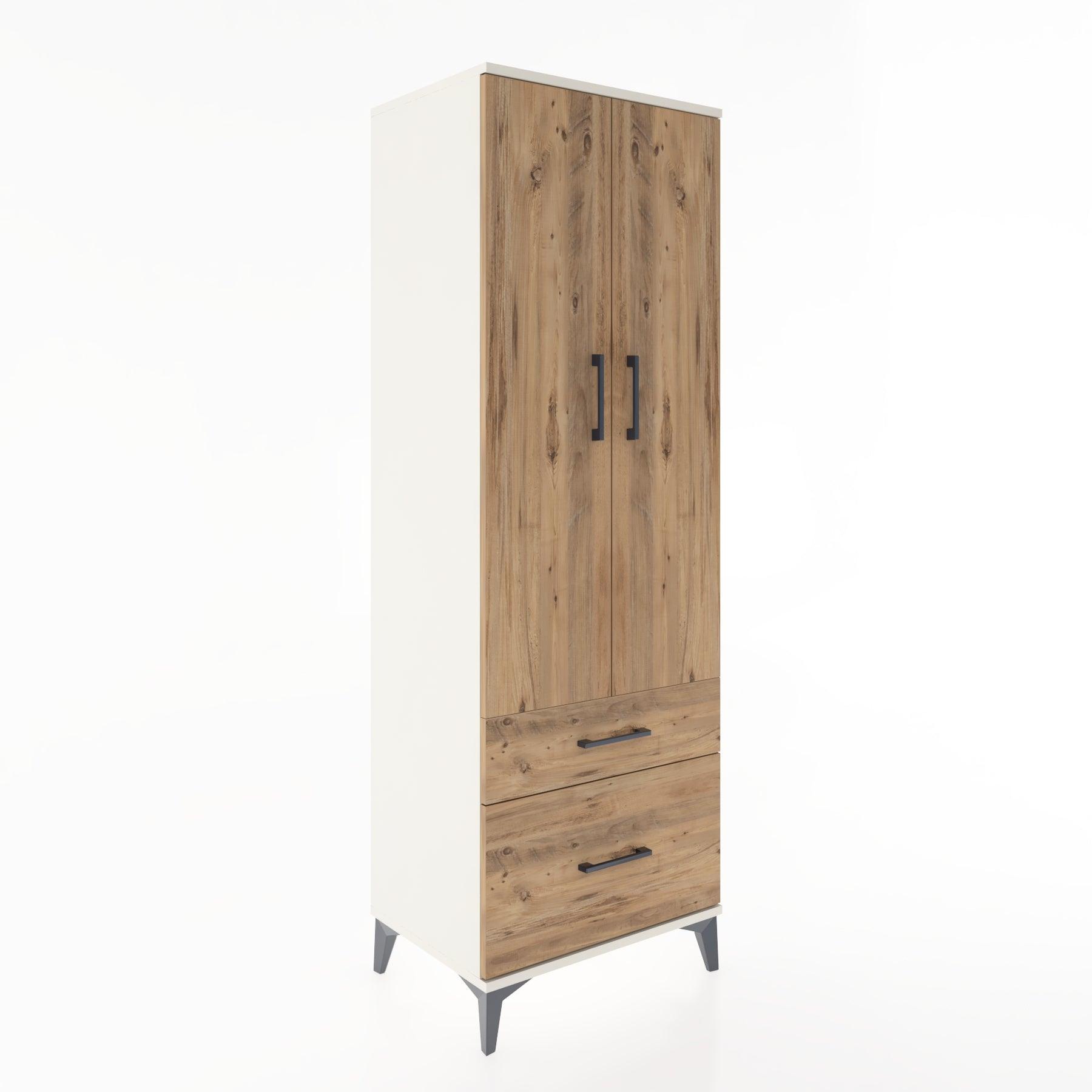 Woodntry Modular Cabinet Moonstone 60x44x170 cm with Doors and Drawers KC15-1