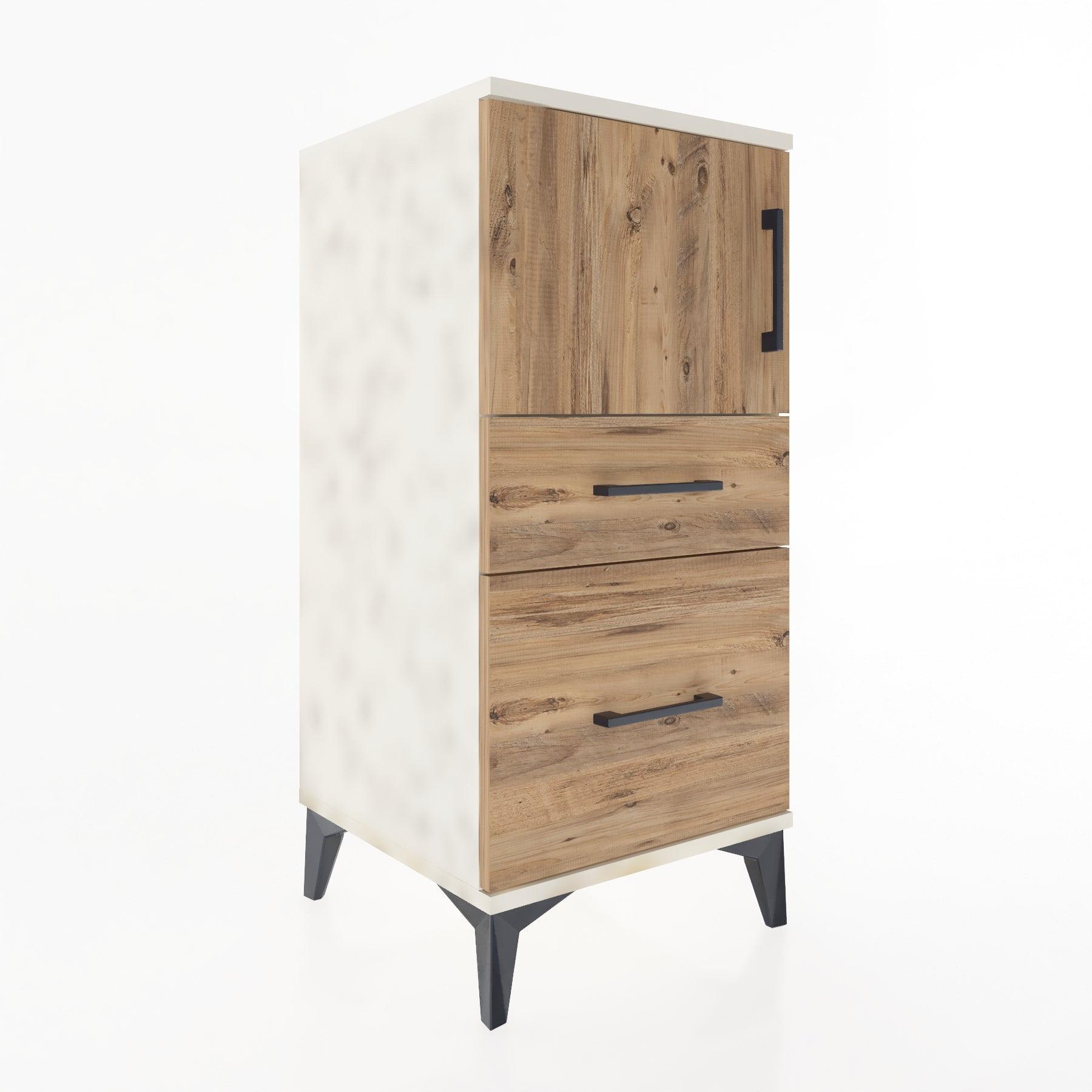 Woodntry Modular Nightstand Moonstone 44x44x84 cm with Cover and Drawer KC45-1