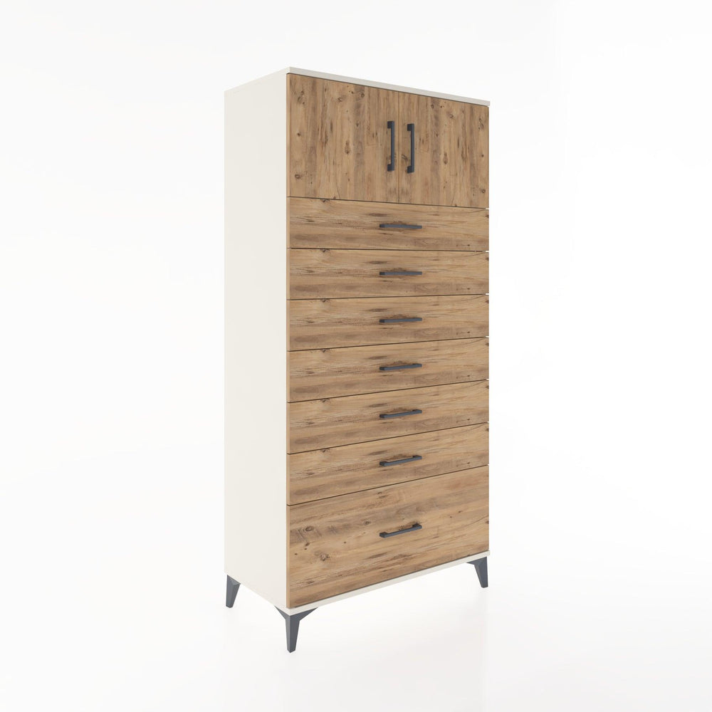 Woodntry Modular Cabinet Moonstone 88x44x170 cm with Doors and Drawers KC10-1