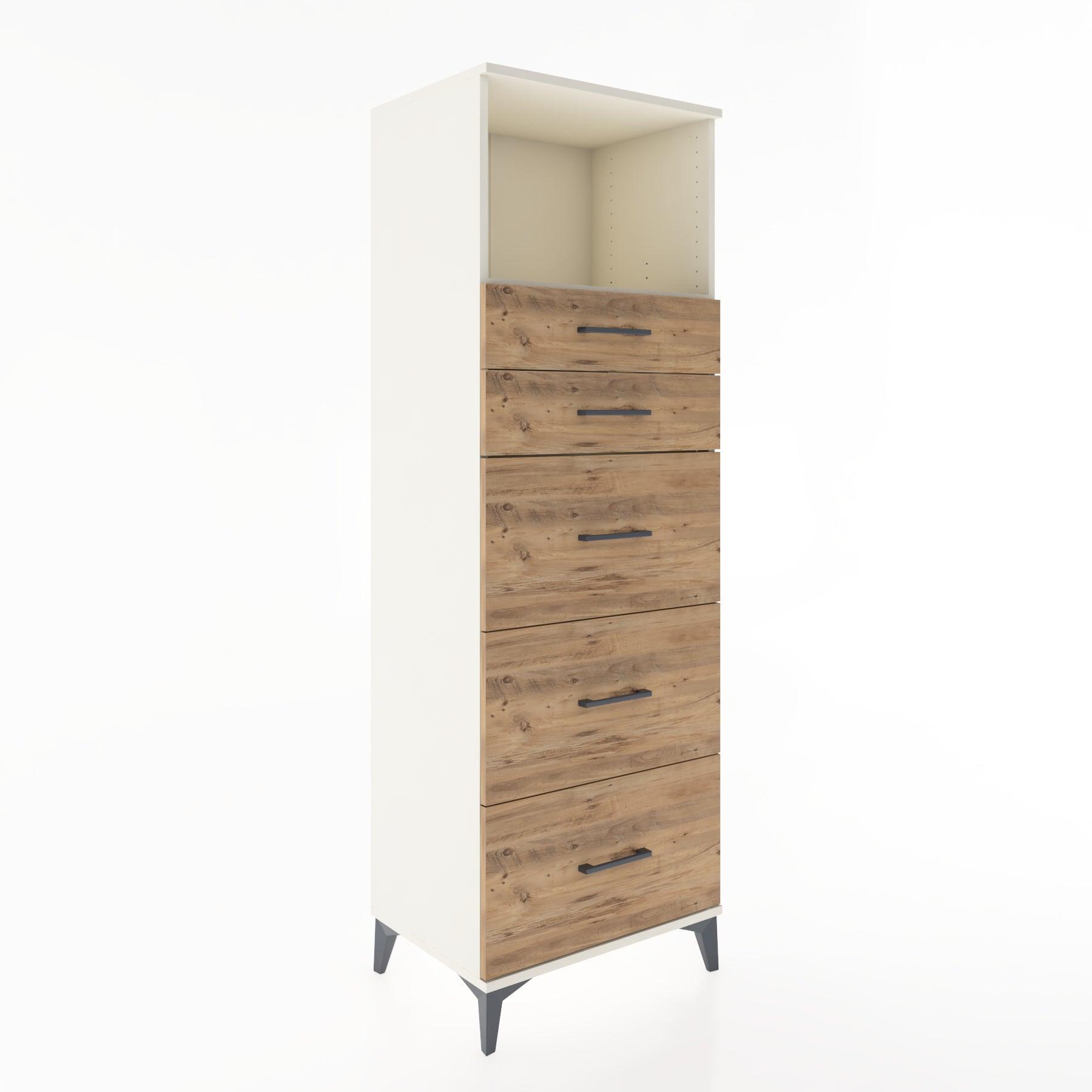 Woodntry Modüler Dolap Aytaşı 60x44x170 cm Çekmeceli ve Raflı CR49-1