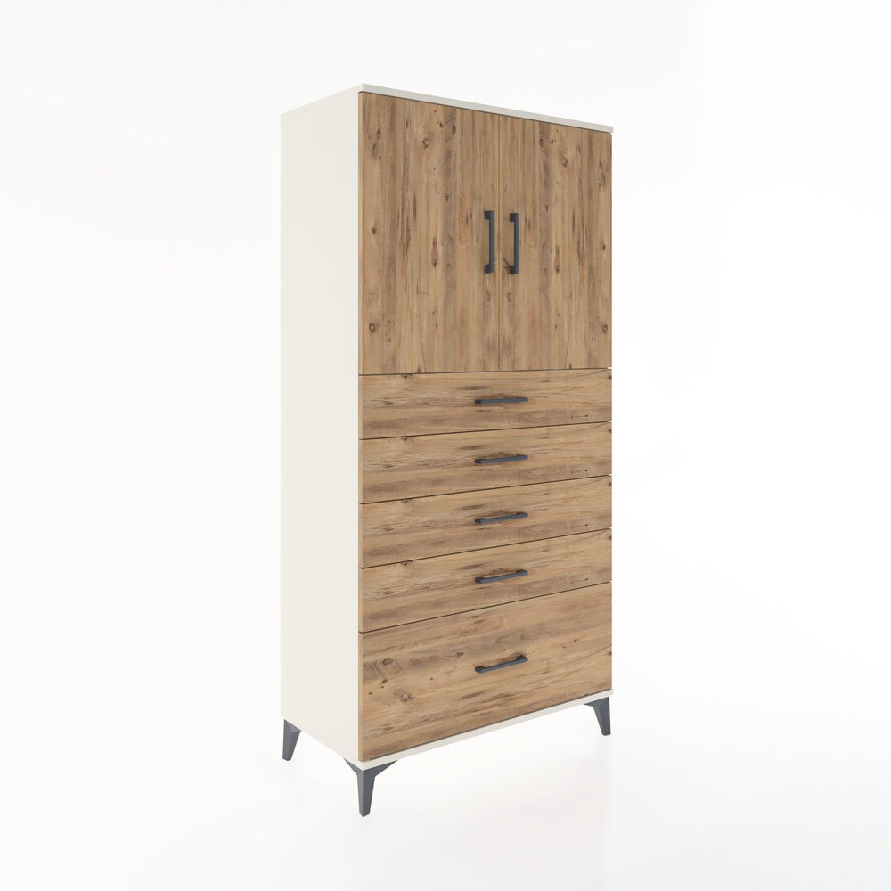 Woodntry Modular Cabinet Moonstone 88x44x170 cm with Doors and Drawers KC12-1