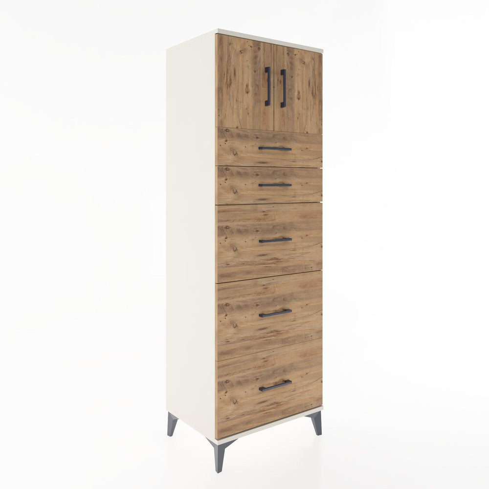 Woodntry Modular Cabinet Moonstone 60x44x170 cm with Doors and Drawers KC22-1