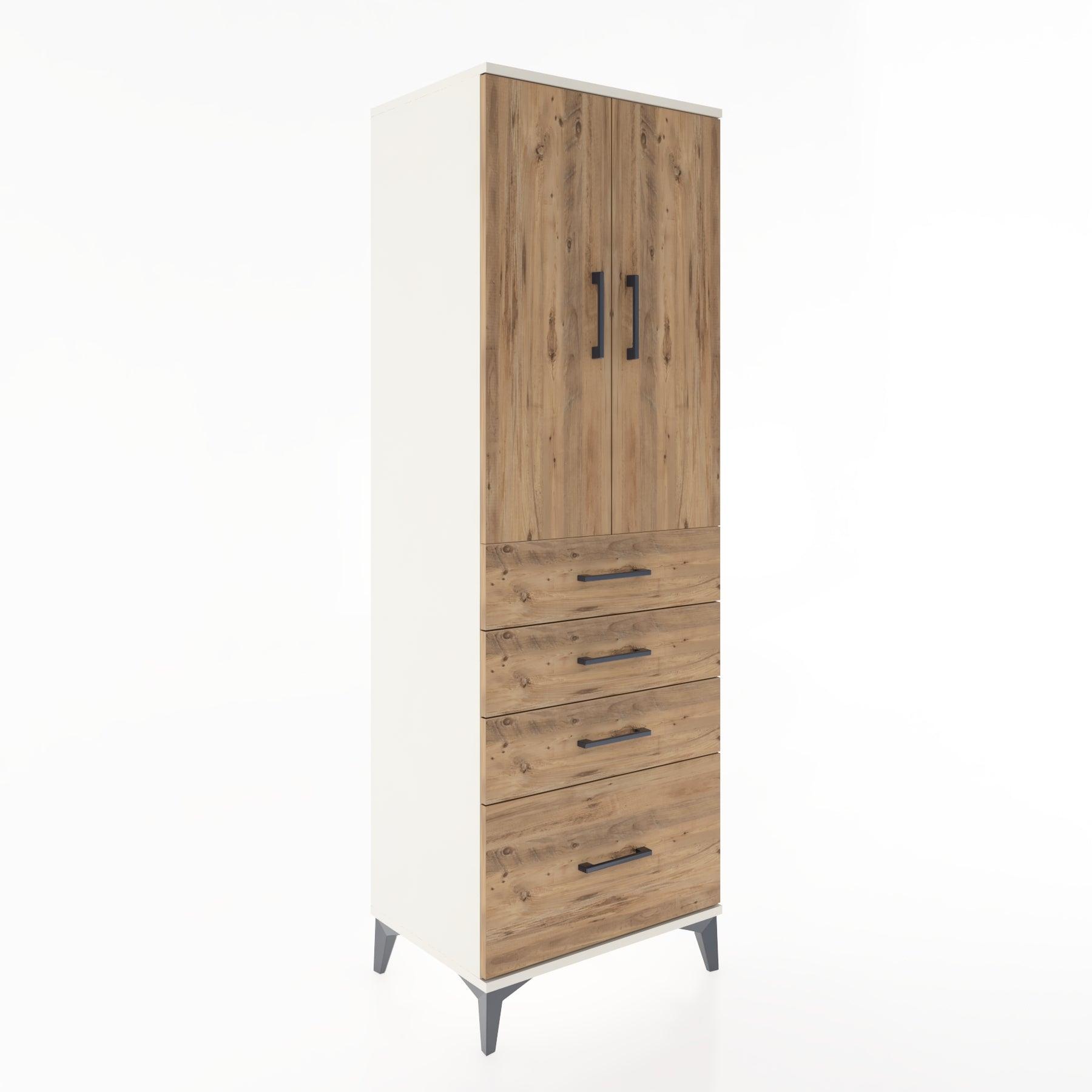 Woodntry Modular Cabinet Moonstone 60x44x170 cm with Doors and Drawers KC13-1