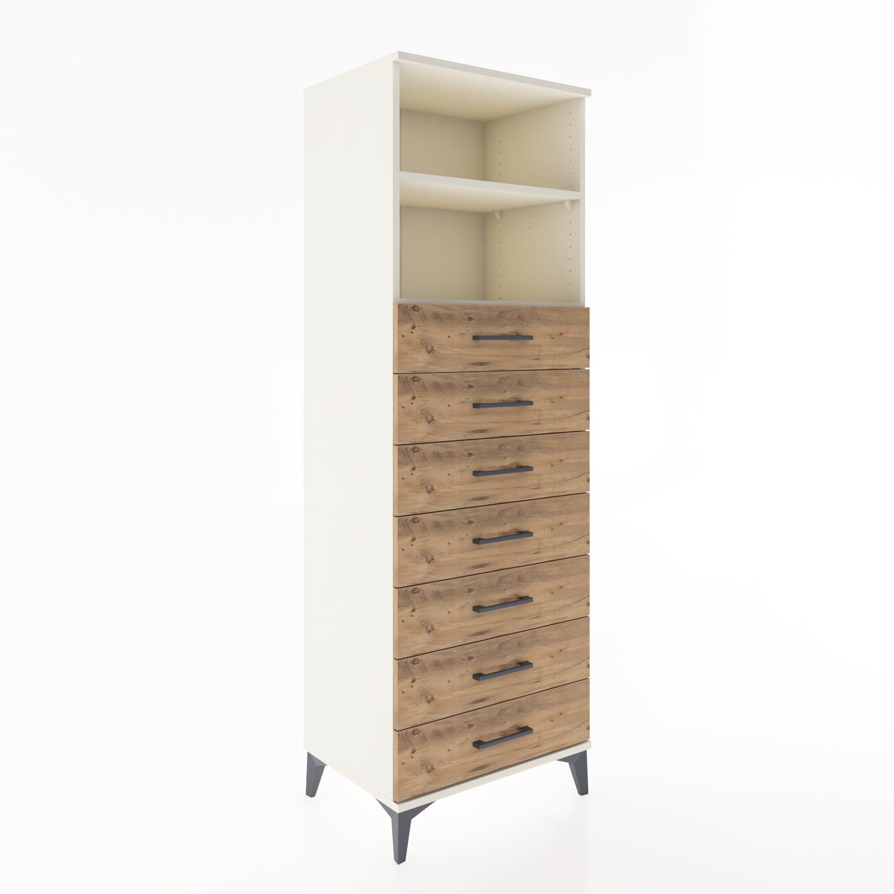 Woodntry Modular Cabinet Moonstone 60x44x170 cm with Drawers and Shelves CR33-1