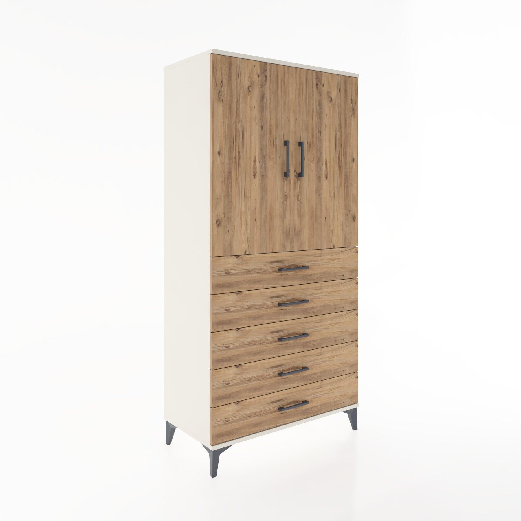 Woodntry Modular Cabinet Moonstone 88x44x170 cm with Doors and Drawers KC4-1