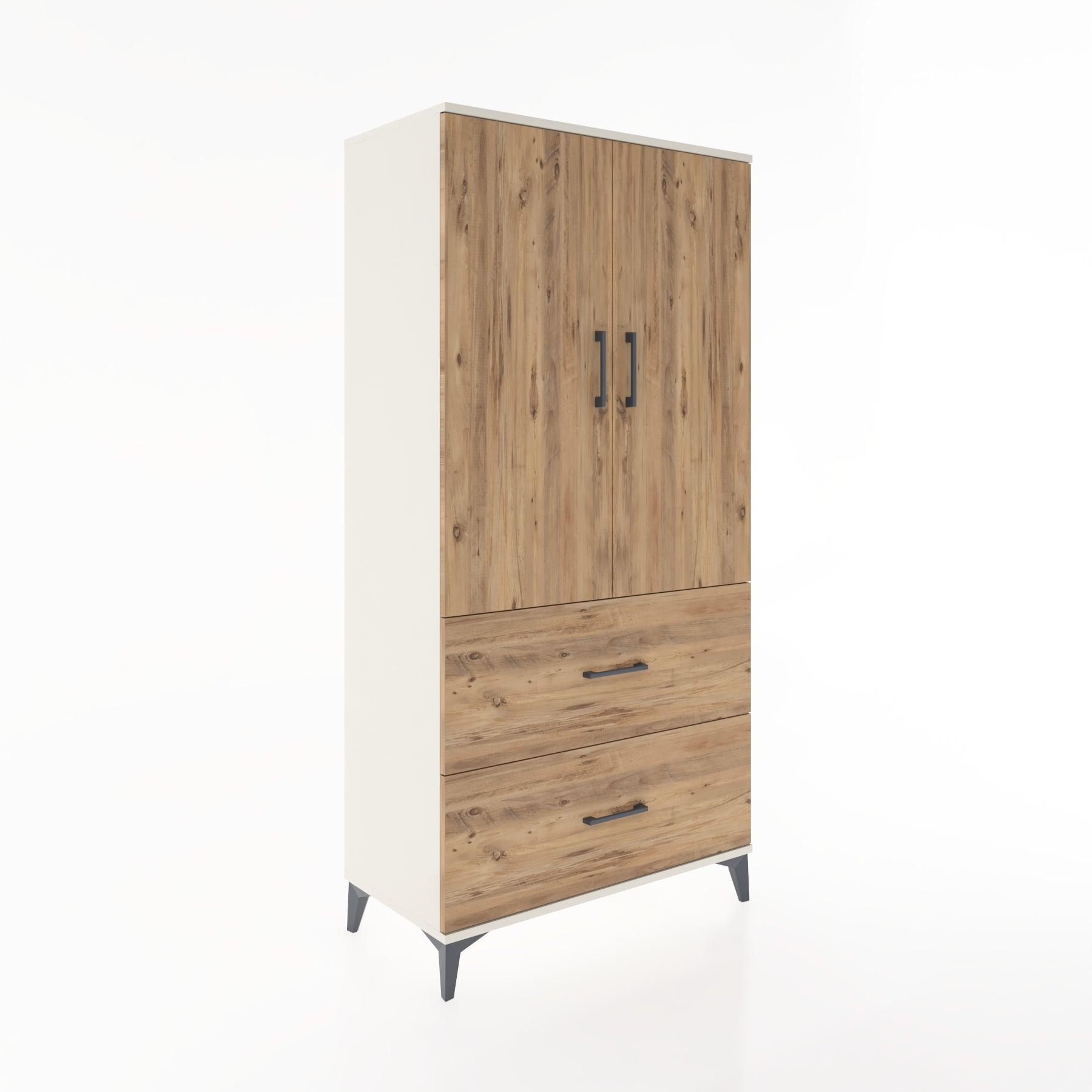 Woodntry Modular Cabinet Moonstone 88x44x170 cm with Doors and Drawers KC21-1