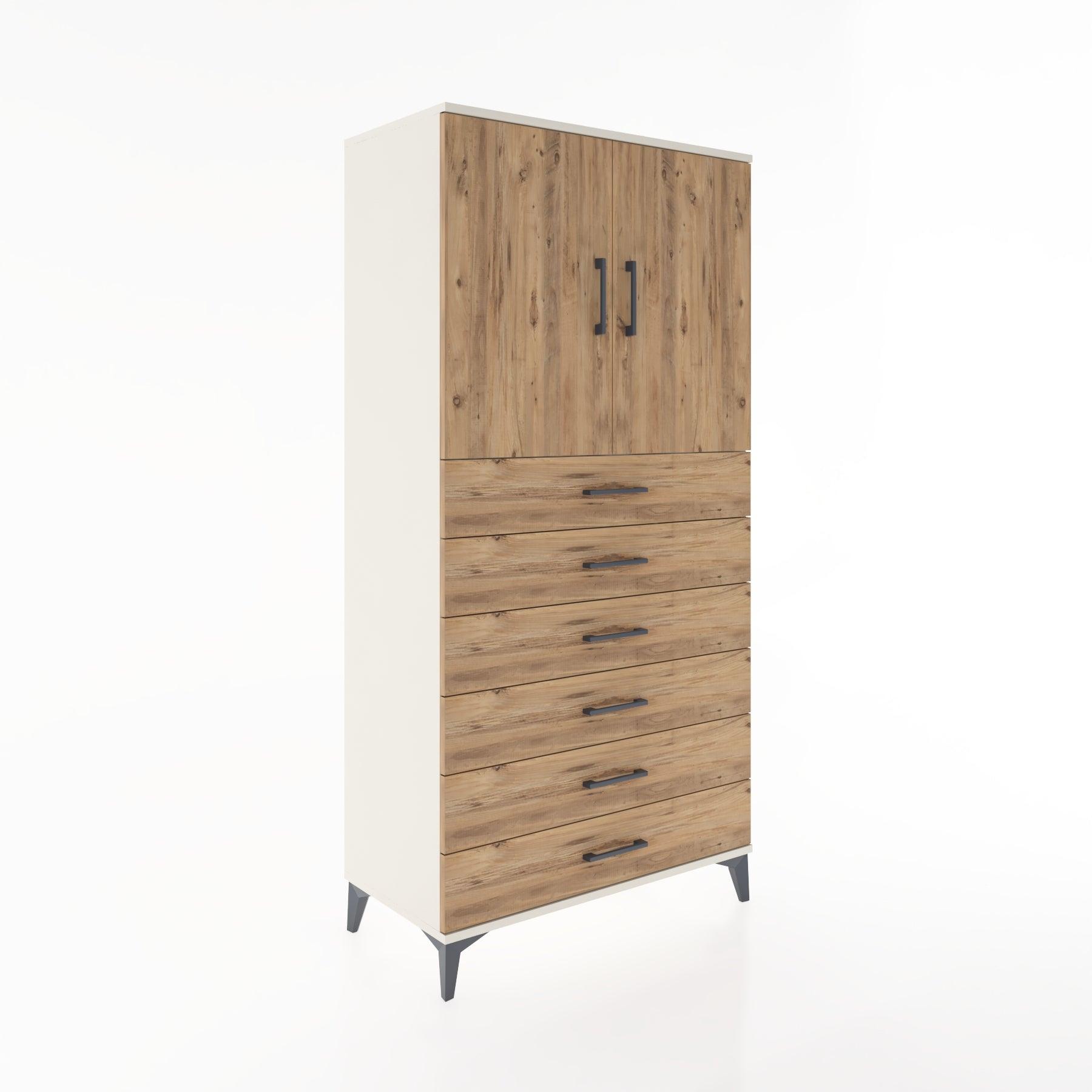 Woodntry Modular Cabinet Moonstone 88x44x170 cm with Doors and Drawers KC3-1