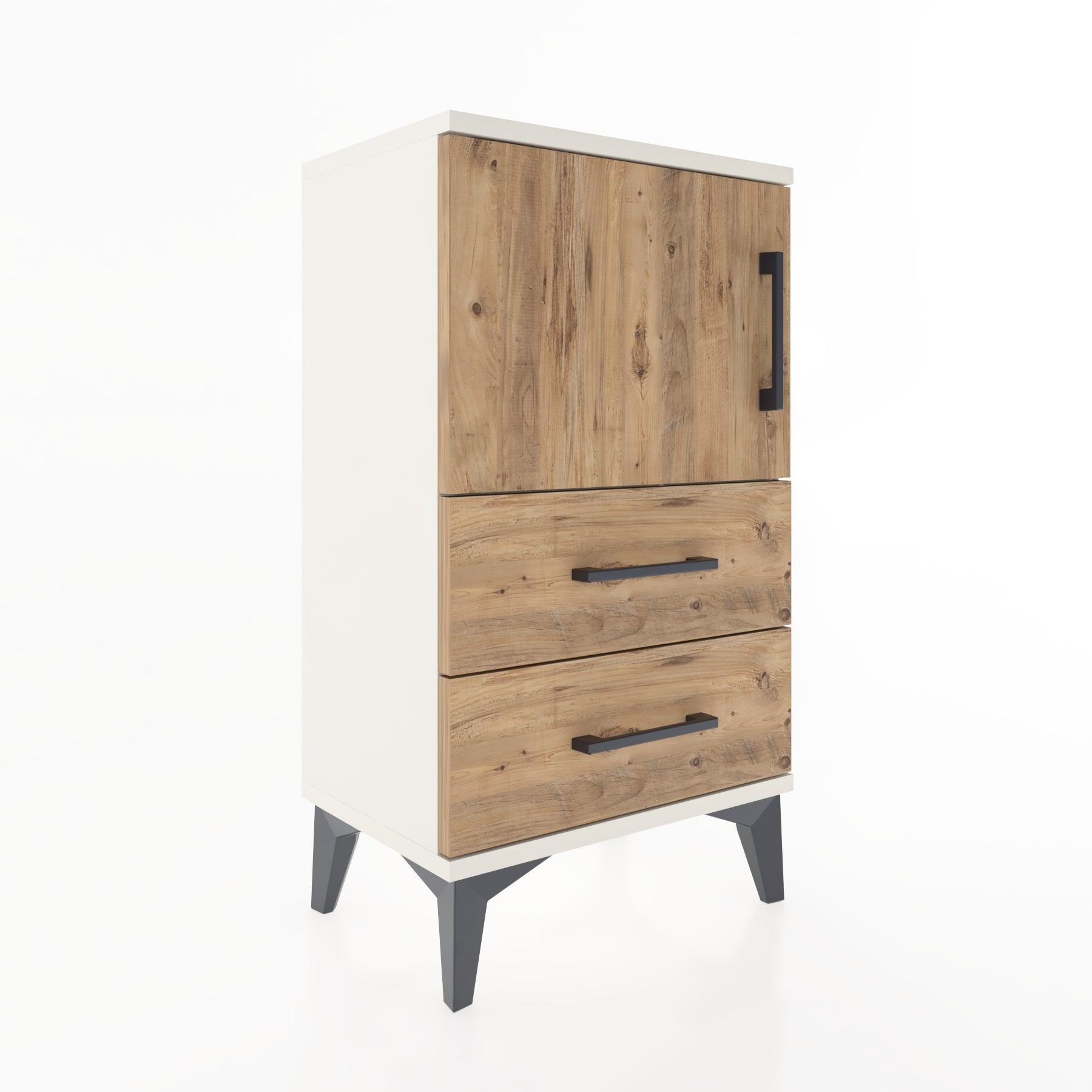 Woodntry Modüler Komodin Kapaklı 2 Çekmeceli 44x30x68 cm Aytaşı - Woodntry
