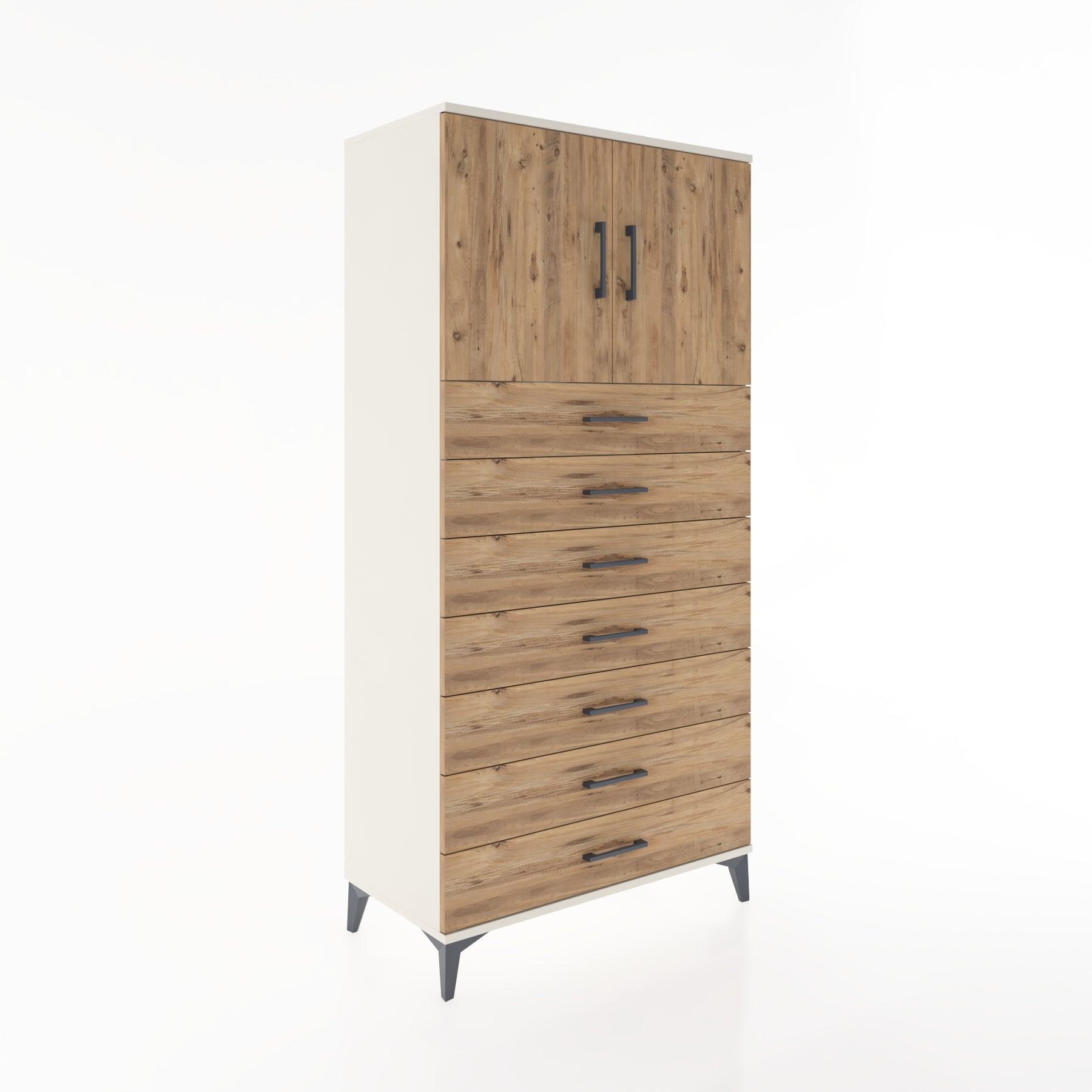 Woodntry Modular Cabinet Moonstone 88x44x170 cm with Doors and Drawers KC2-1