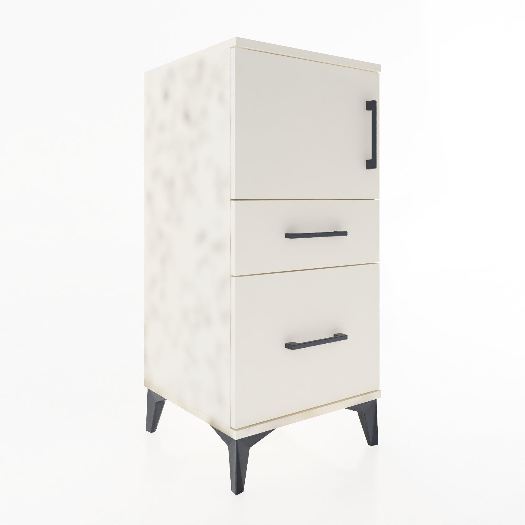 Woodntry Modular Nightstand Moonstone 44x44x84 cm with Cover and Drawer KC45-1