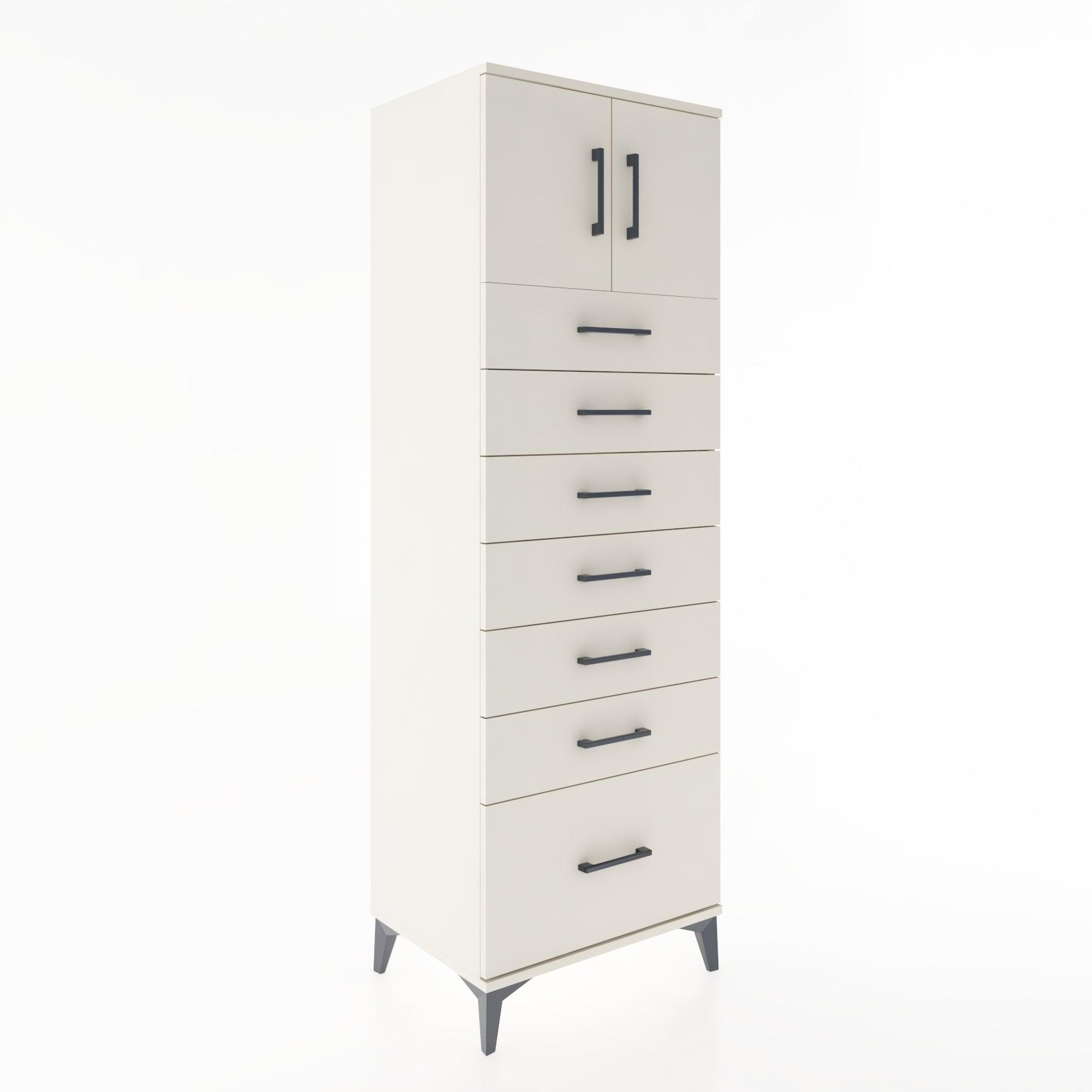 Woodntry Modular Cabinet Moonstone 60x44x170 cm with Doors and Drawers KC10-1
